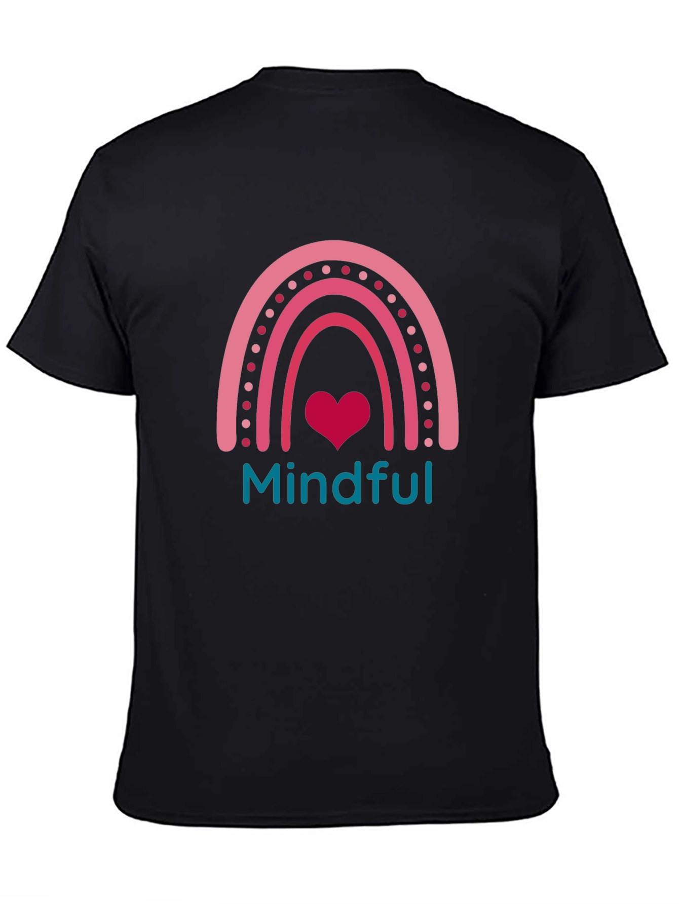 Black Mindful Rainbow Heart T-Shirt - Unisex view 4