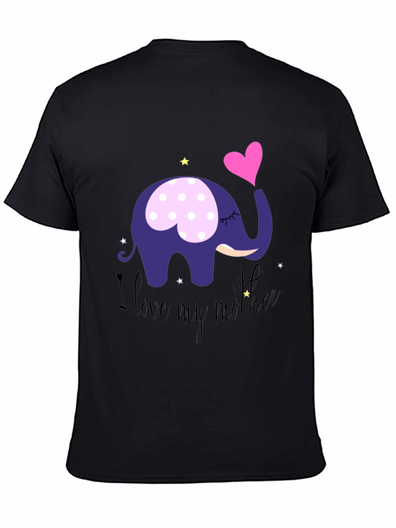 Black I Love My Mother Elephant T-Shirt - Soft Cotton Tee view 4