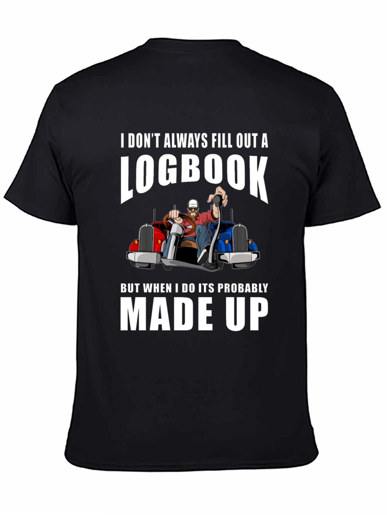 Black Funny Trucker Logbook T-Shirt view 4