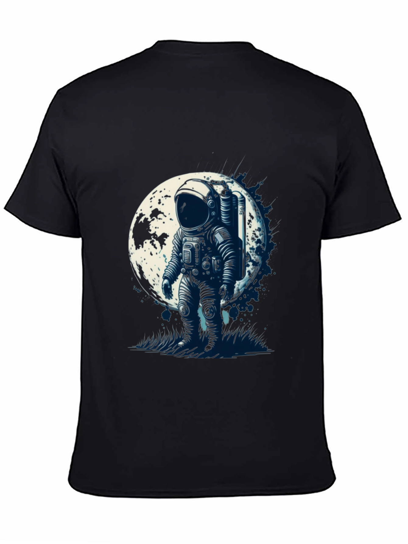 Black Astronaut Moon Graphic Tee - Black Cotton view 4