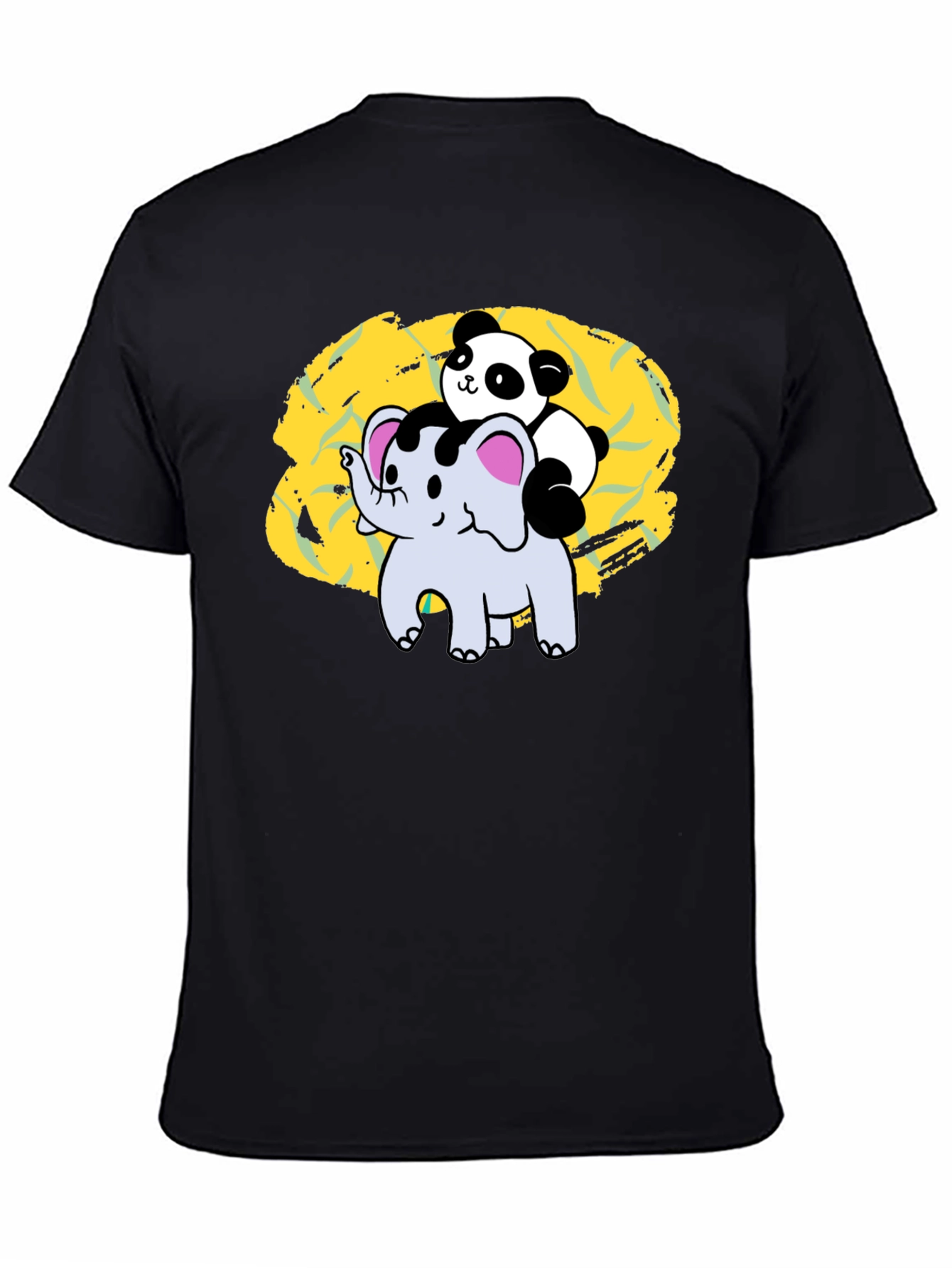 Black Panda & Elephant Graphic Tee - Black view 4
