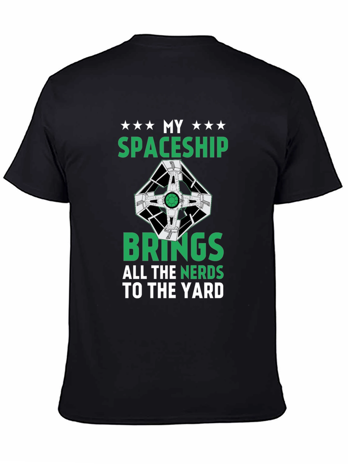 Black My Spaceship T-Shirt - Nerdy Humor Tee view 4