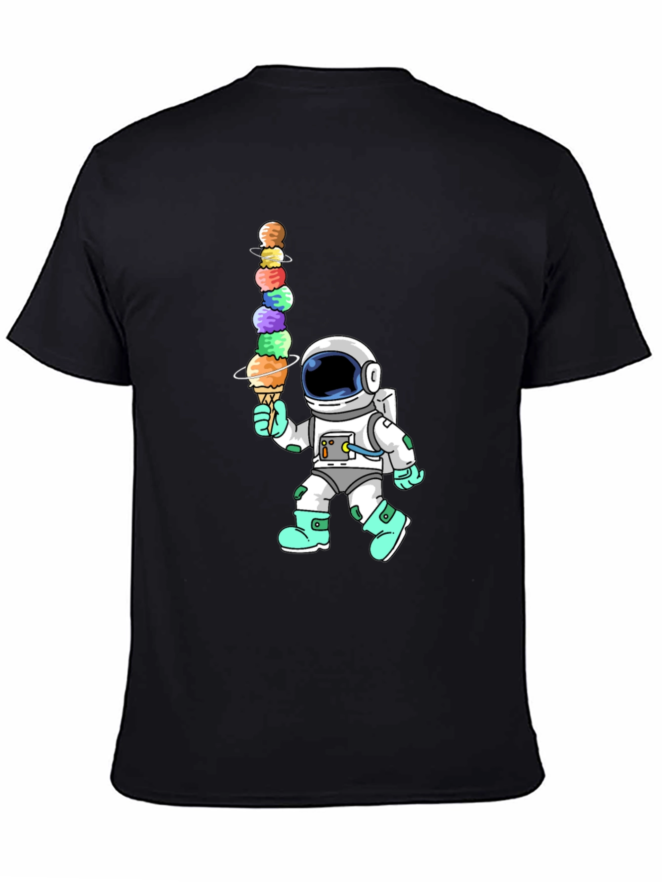 Black Astronaut Ice Cream Stack Graphic Tee view 4