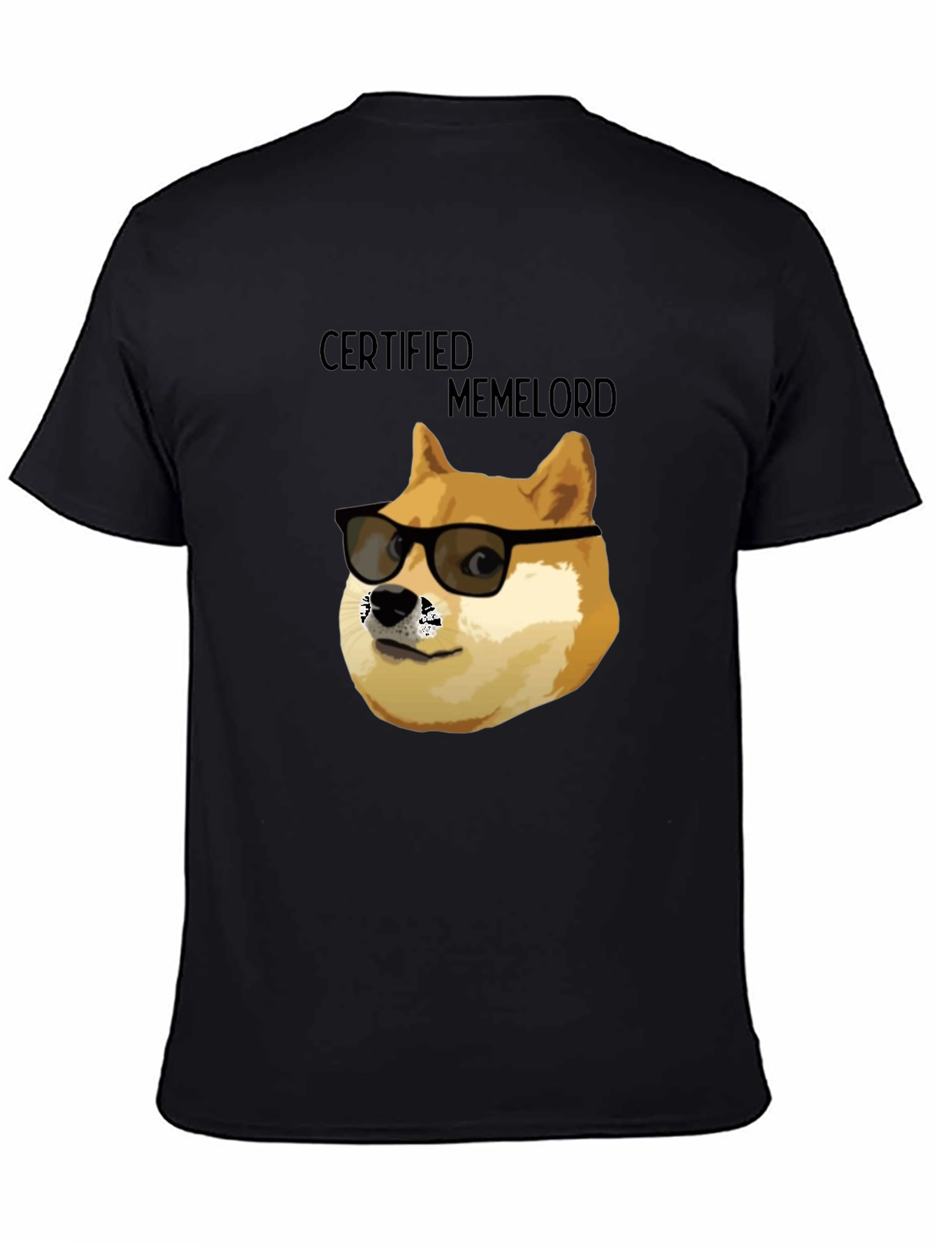Black Certified Memelord Doge T-Shirt view 4