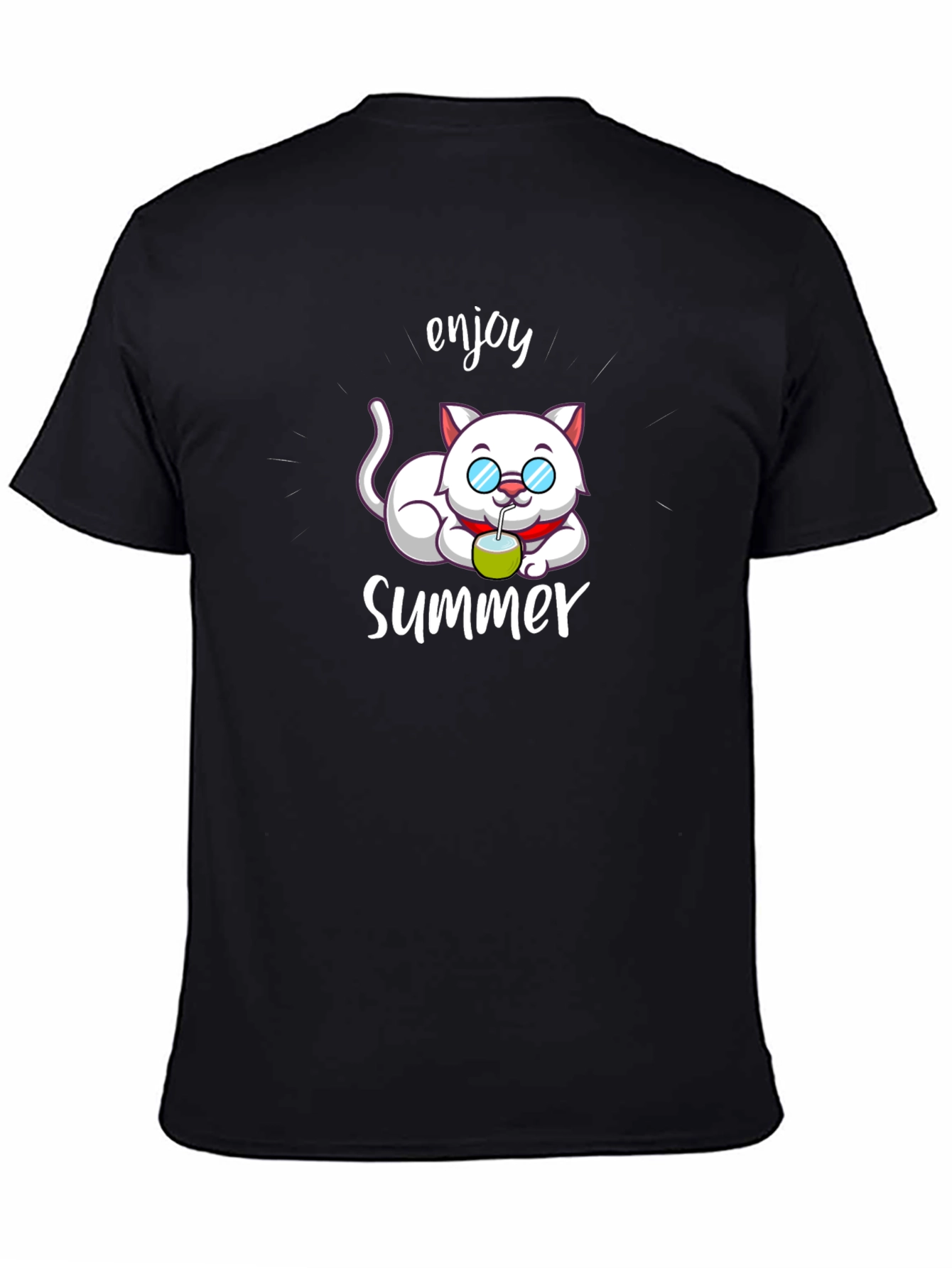 Black Enjoy Summer Cat T-Shirt view 4