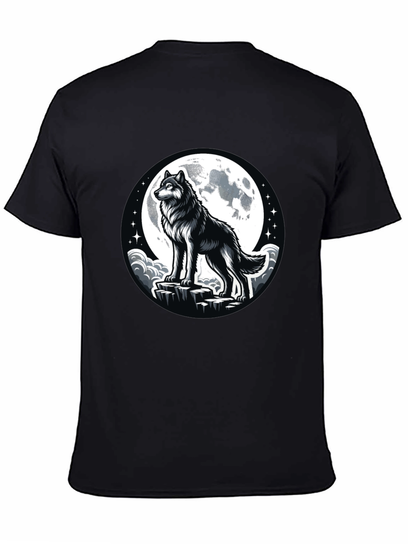 Black Wolf Moon Black T-Shirt view 4