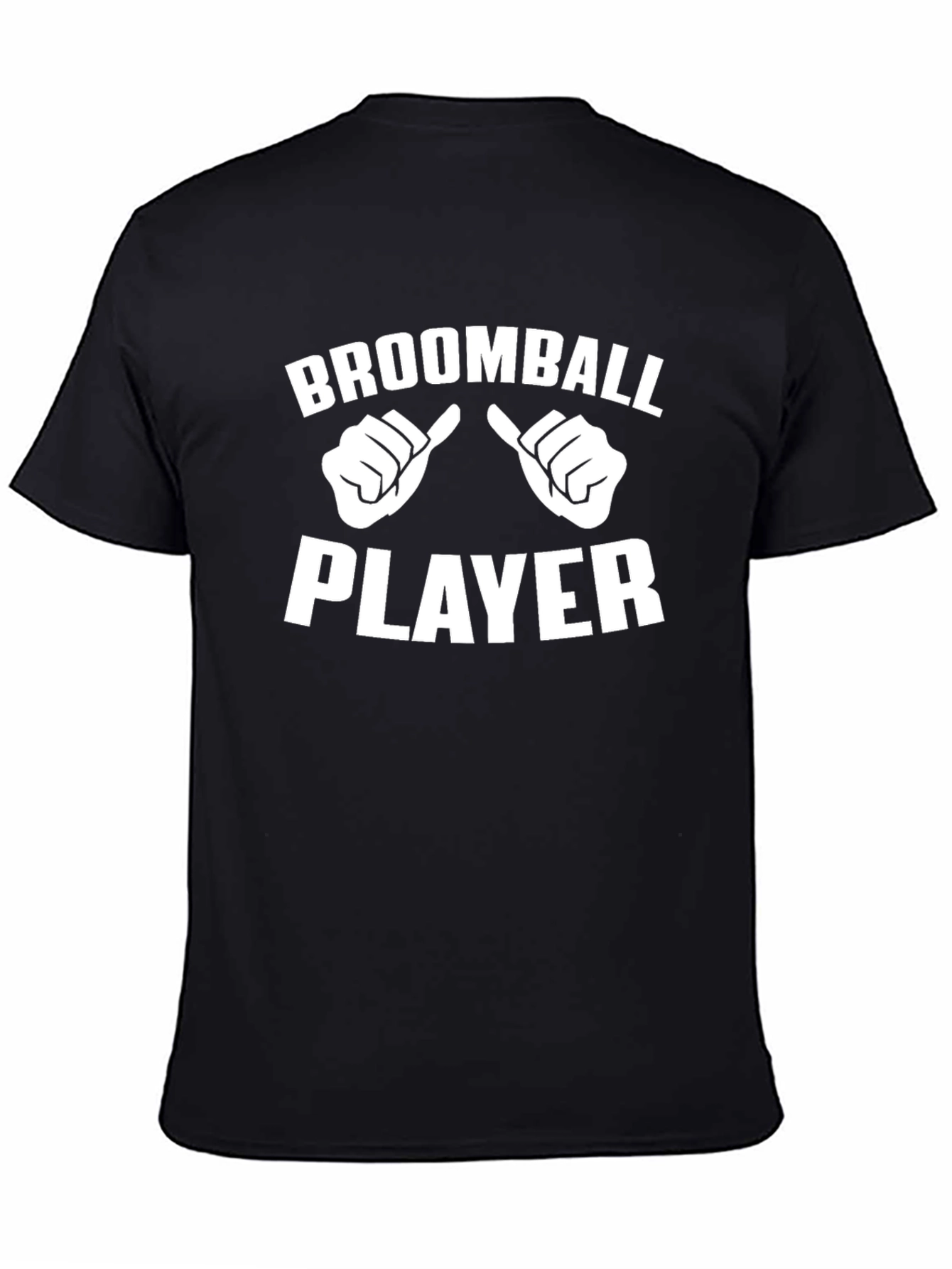 Black Broomball Player Black Graphic T-Shirt view 4