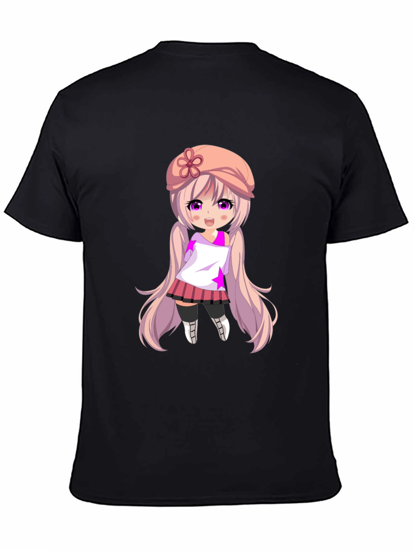 Black Anime Girl Graphic Tee - Stylish Black T-Shirt view 4