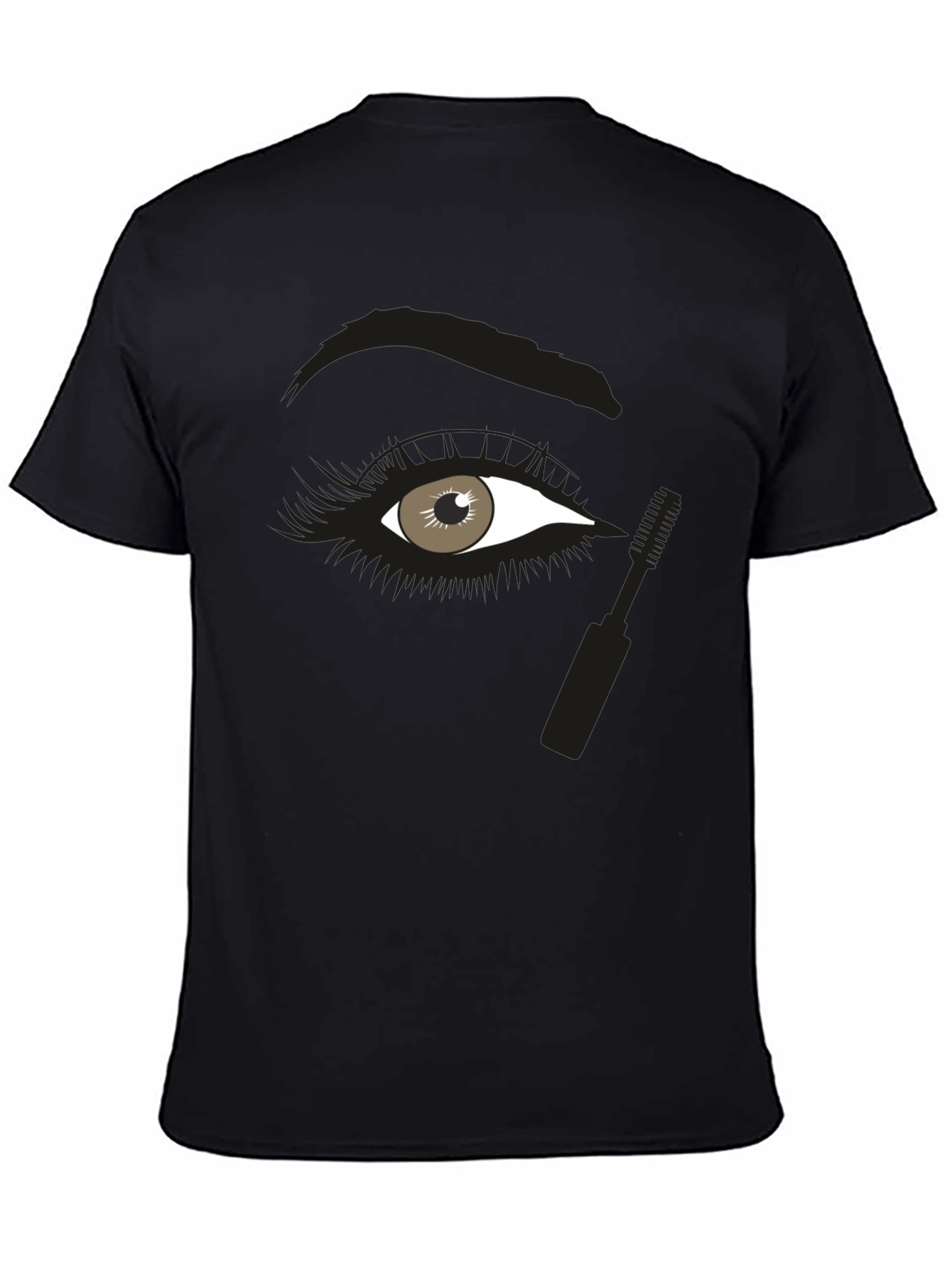 Black Eye Makeup Graphic Tee - Unisex Black Cotton Shirt view 4