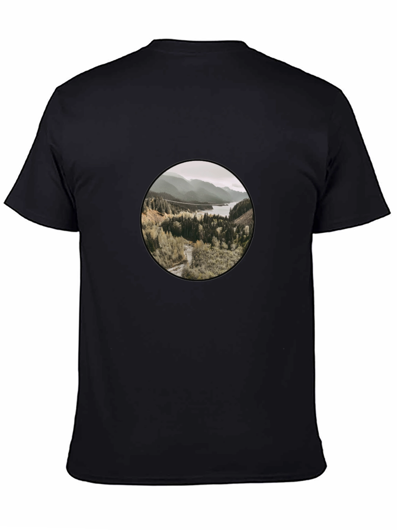 Black Nature Vista T-Shirt - Black Cotton Blend Casual Wear view 4