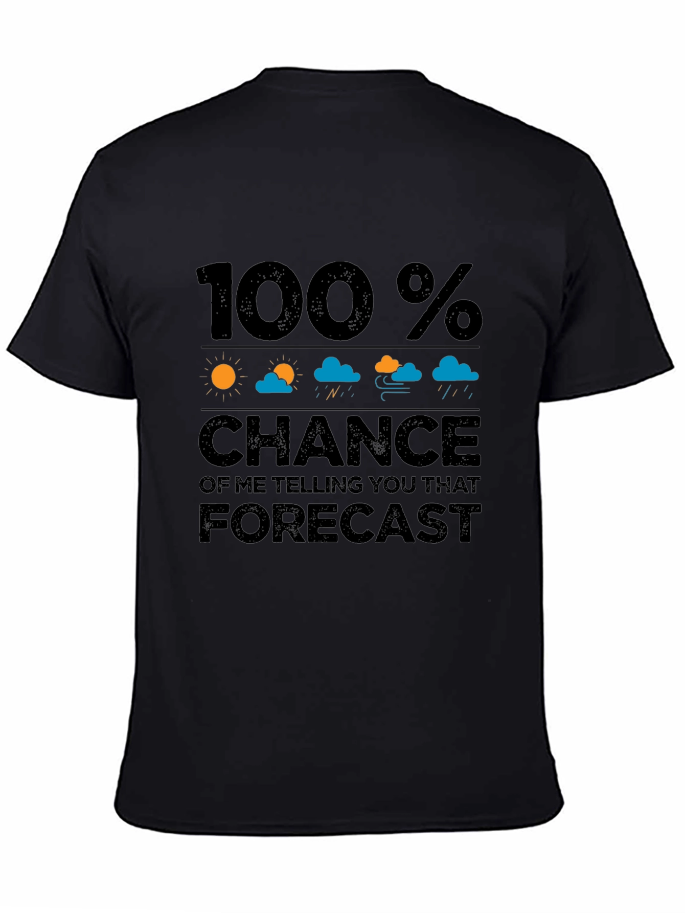 Black Funny Weather Forecast Graphic T-Shirt view 4