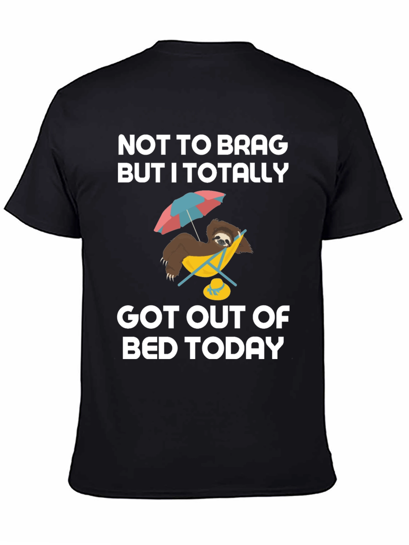 Black Funny Sloth T-Shirt - Got Out of Bed Today view 4