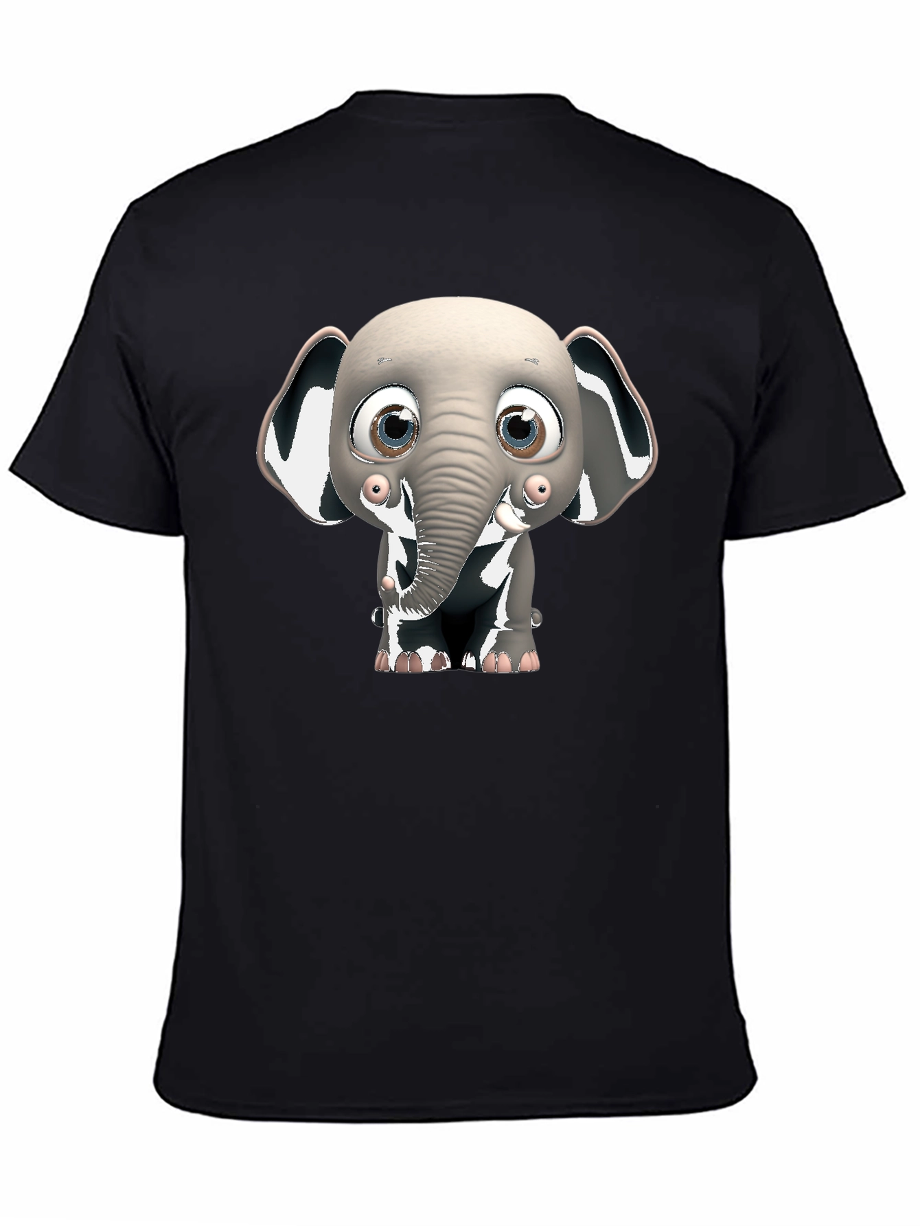 Black Cute Elephant Graphic Black T-Shirt view 4