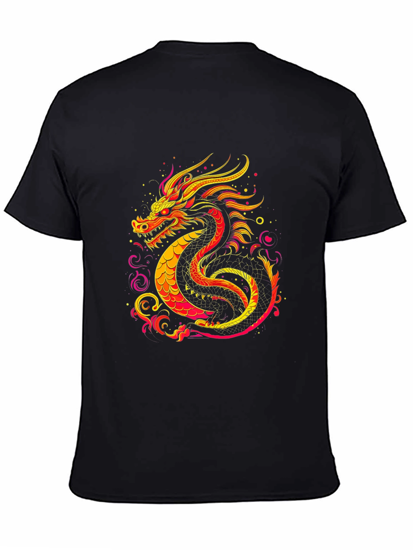 Black Fiery Dragon Graphic Tee - Bold Statement Shirt view 4