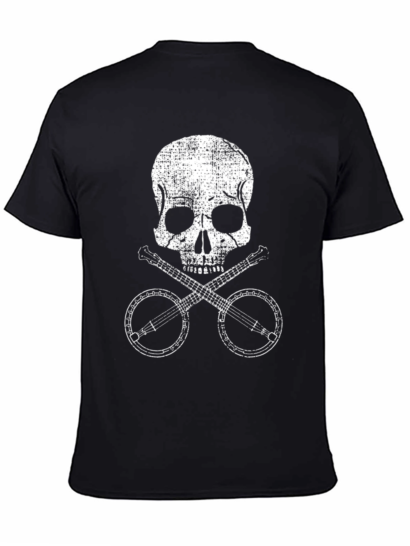 Black Skull & Banjo T-Shirt - Vintage Music Tee view 4