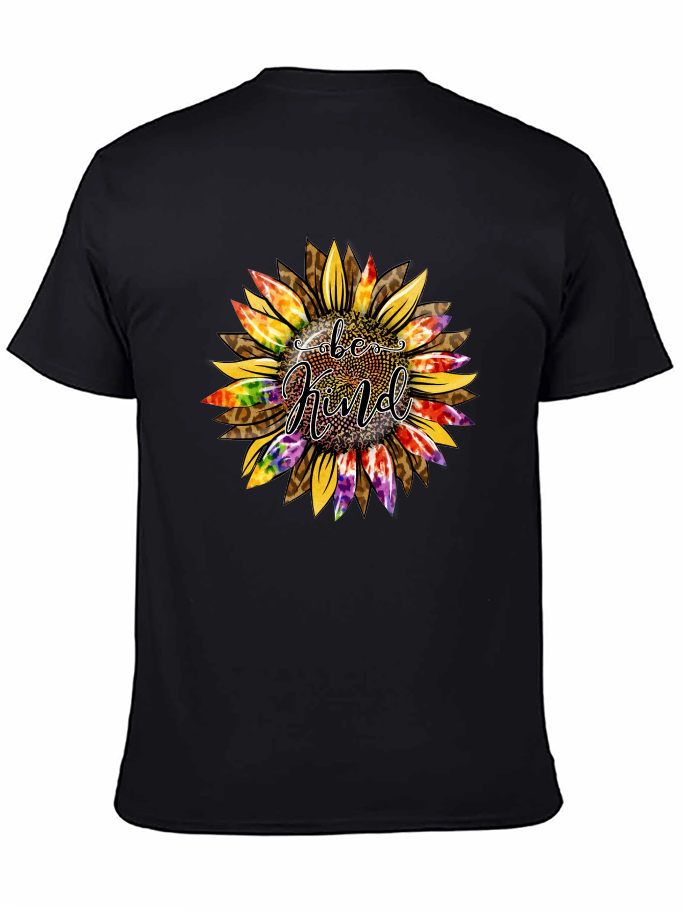 Black Be Kind Sunflower Graphic T-Shirt - Black view 4