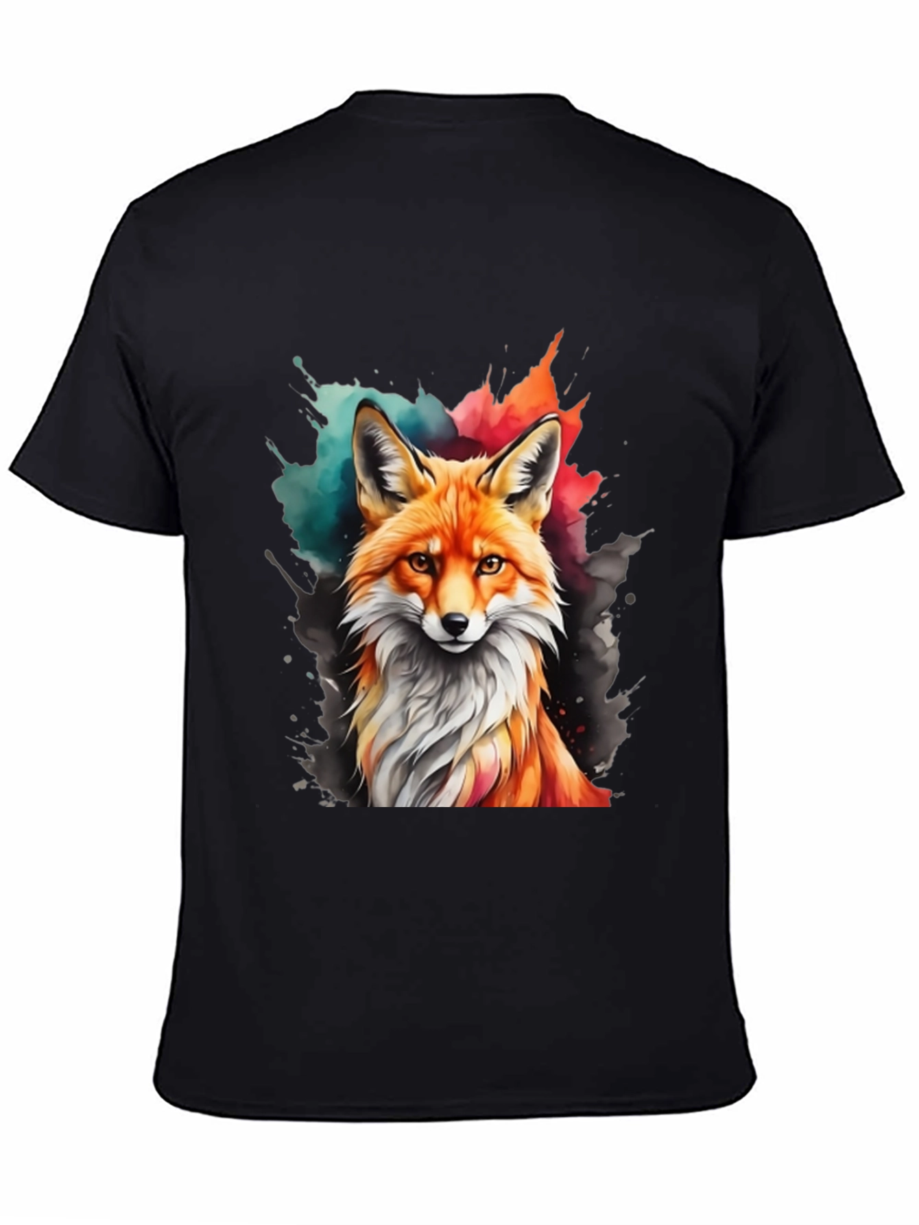 Black Watercolor Fox Graphic Tee view 4