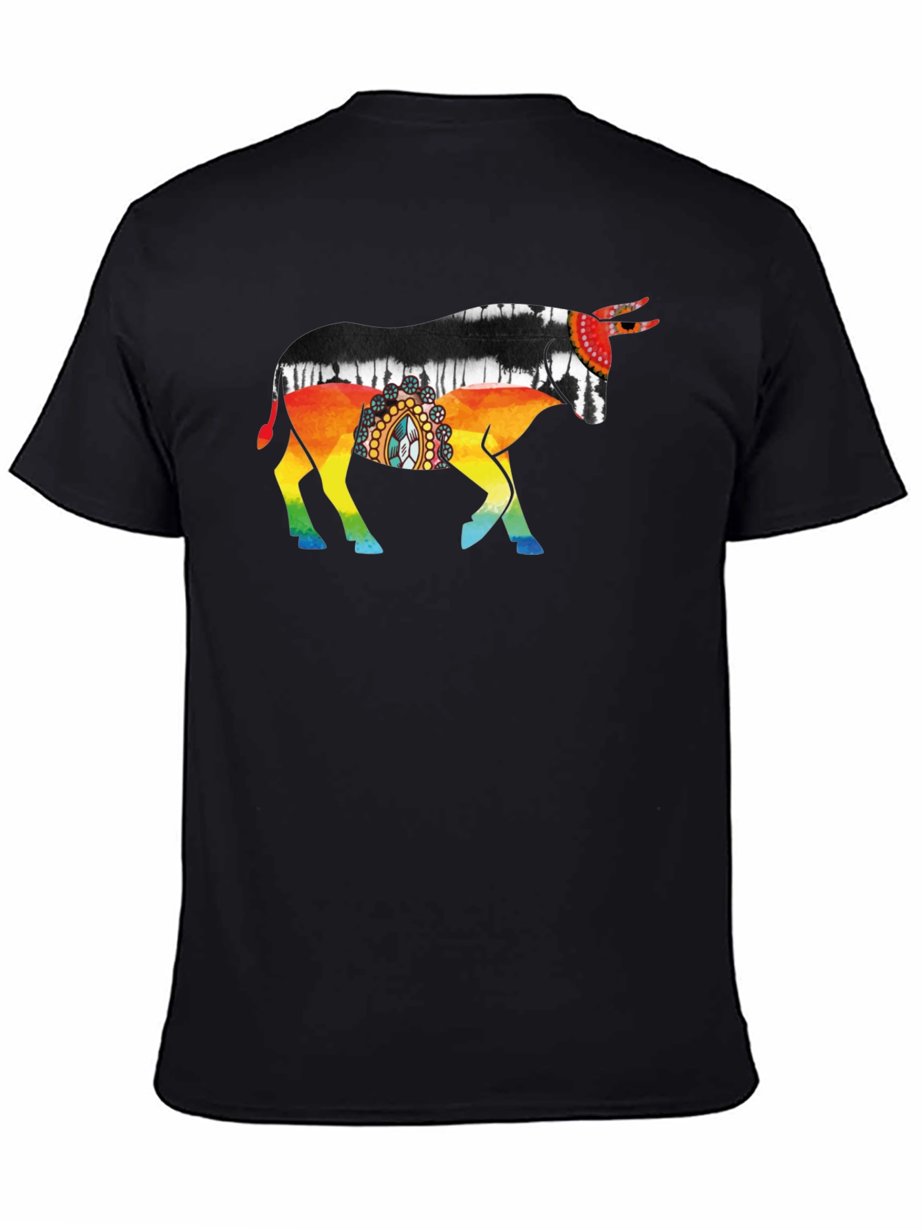Black Vibrant Bull Graphic Tee - Black view 4