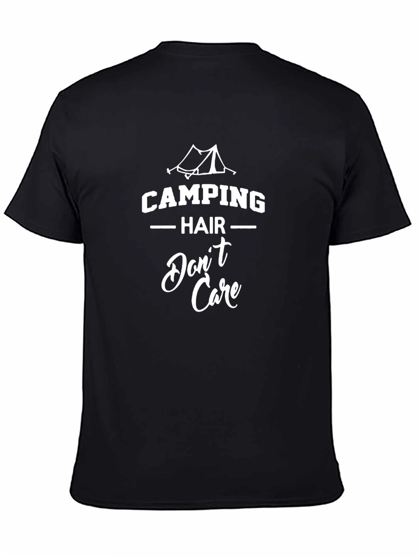 Black Camping Hair Don't Care T-Shirt view 4