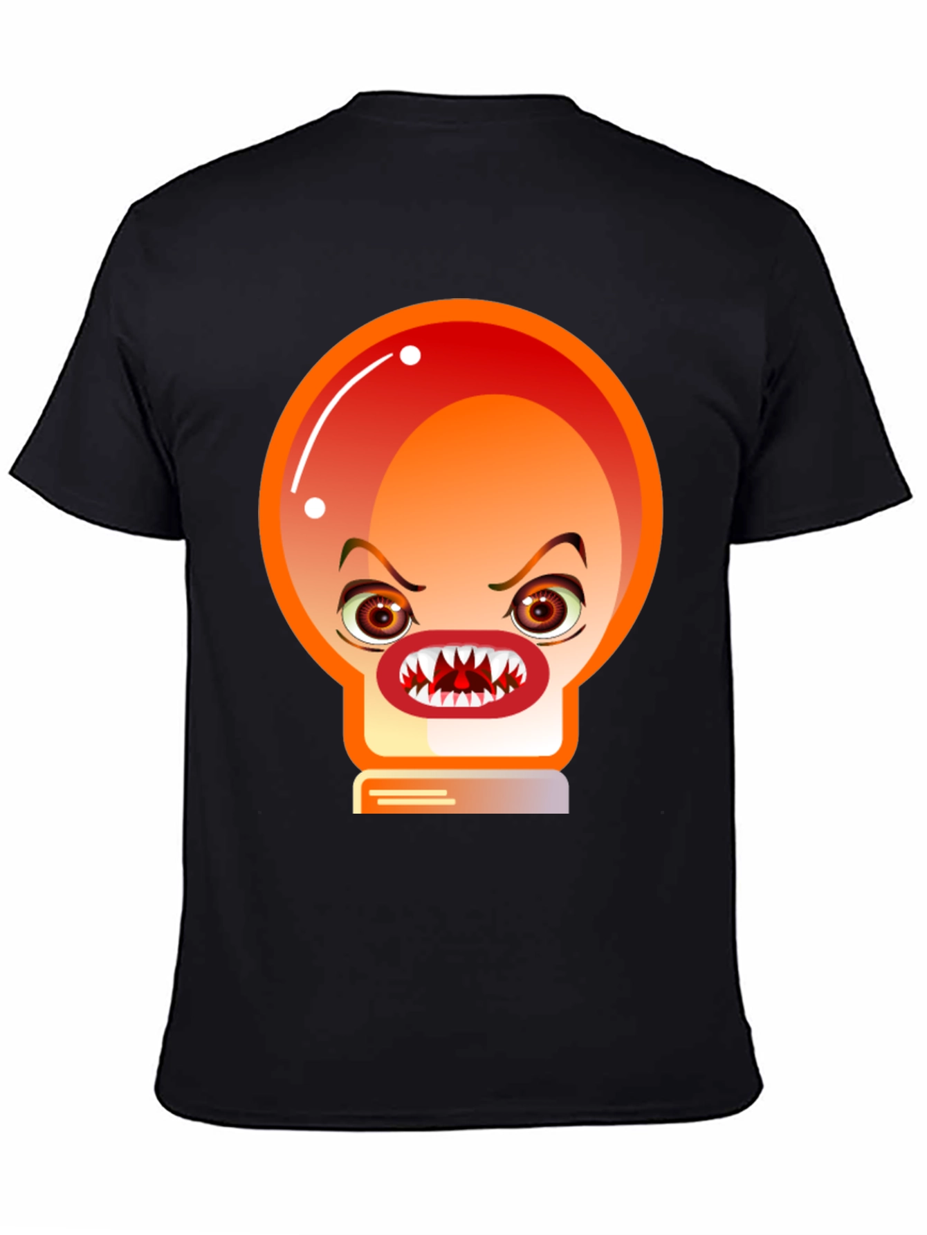 Black Men's Black T-Shirt with Angry Light Bulb Design view 4
