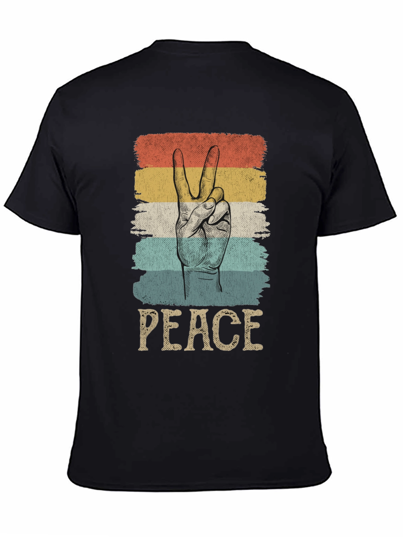 Black Retro Peace Sign T-Shirt view 4
