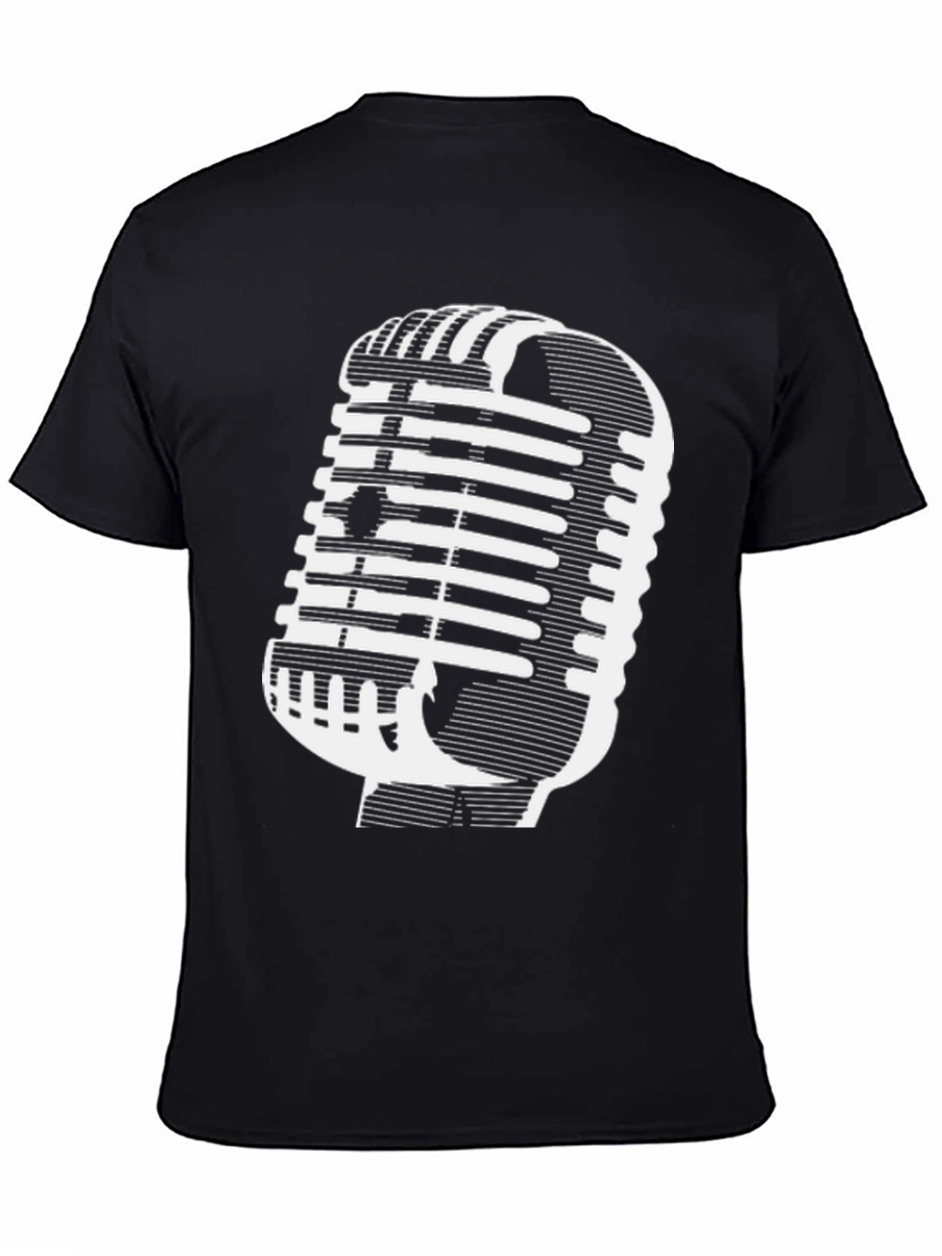 Black Vintage Microphone Graphic Tee - Classic Style view 4