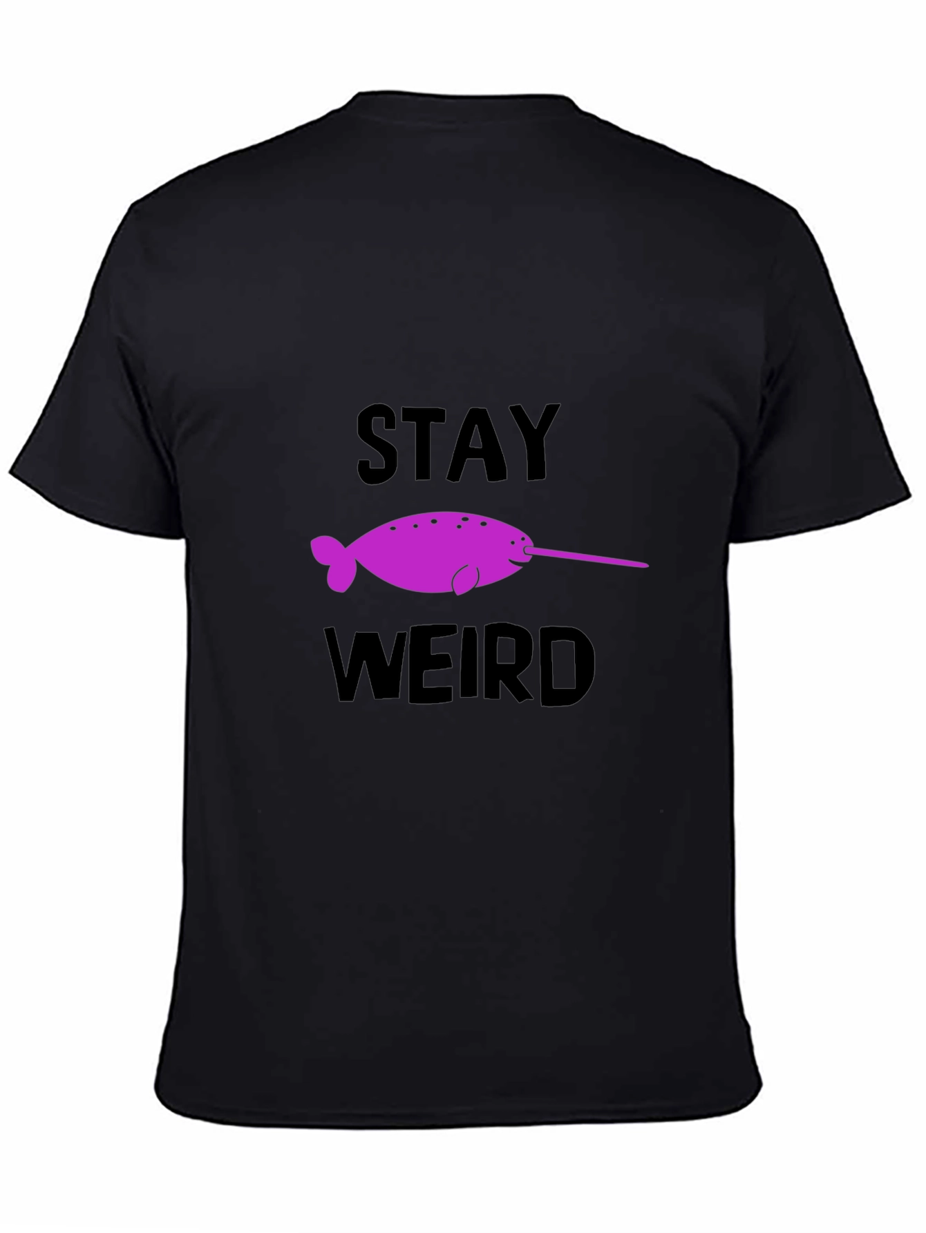 Black Stay Weird Narwhal Graphic T-Shirt view 4