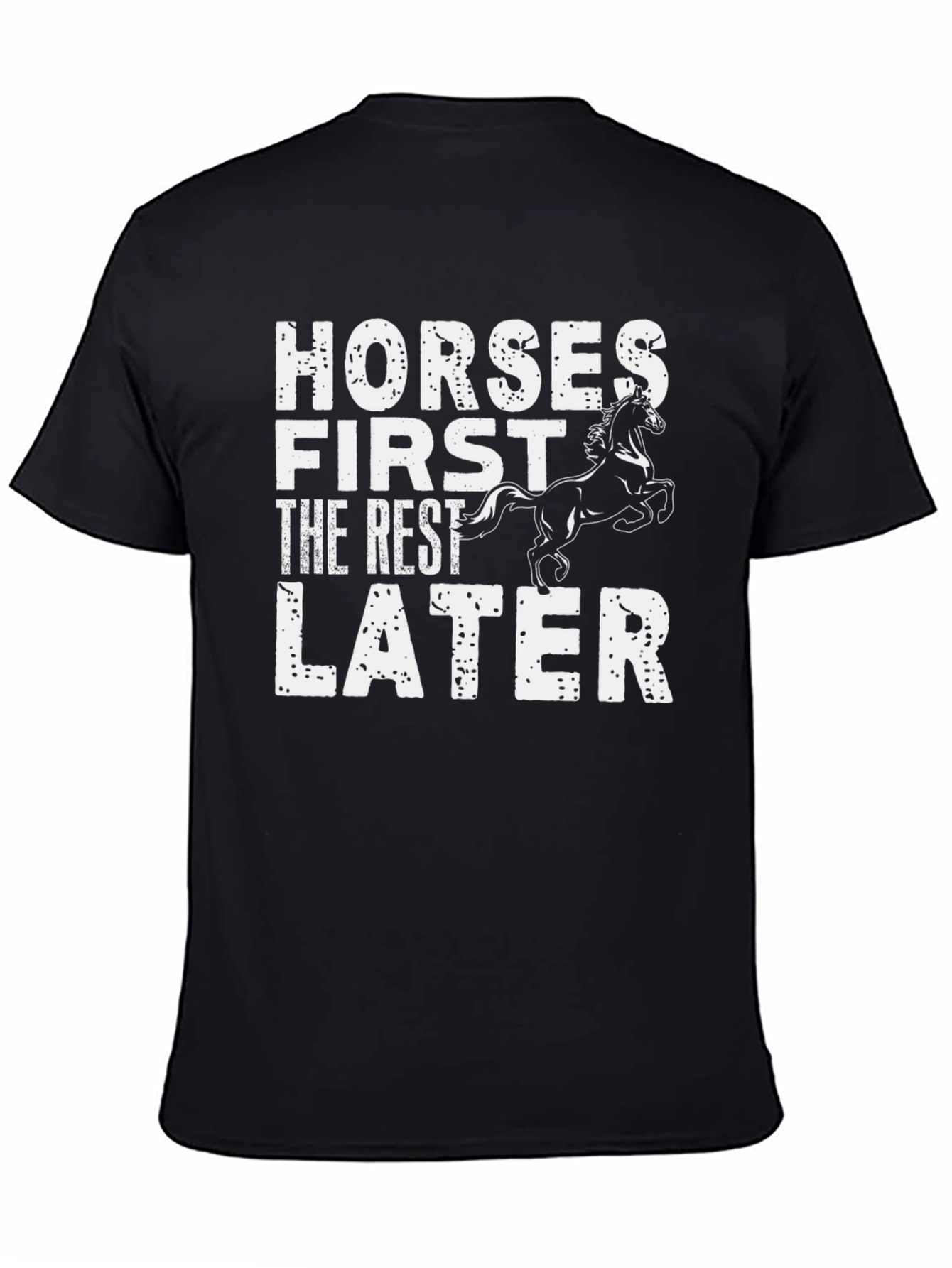 Black Horses First Men's Black Graphic T-Shirt view 4