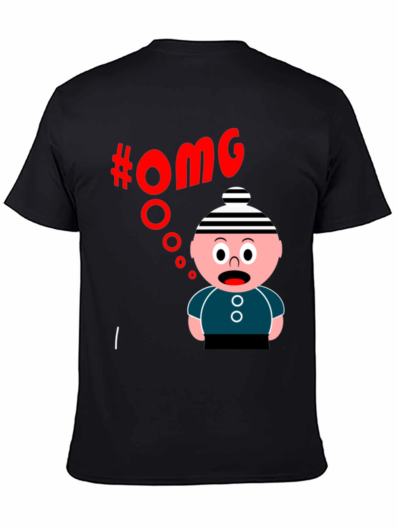 Black OMG Cartoon T-Shirt - Black Cotton Blend view 4