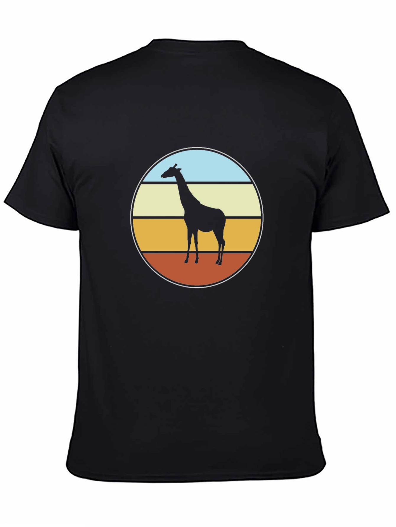 Black Retro Giraffe Sunset T-Shirt - Black view 4