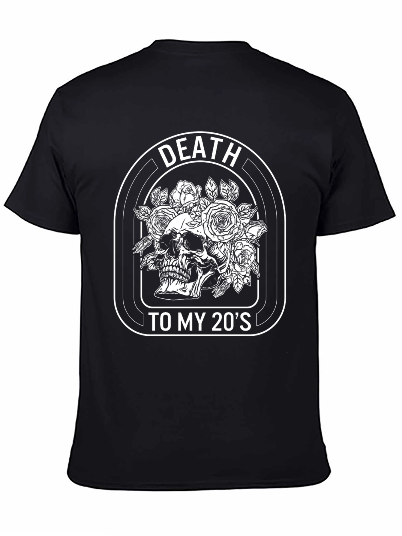 Black Death To My 20's Skull Rose Graphic Tee view 4