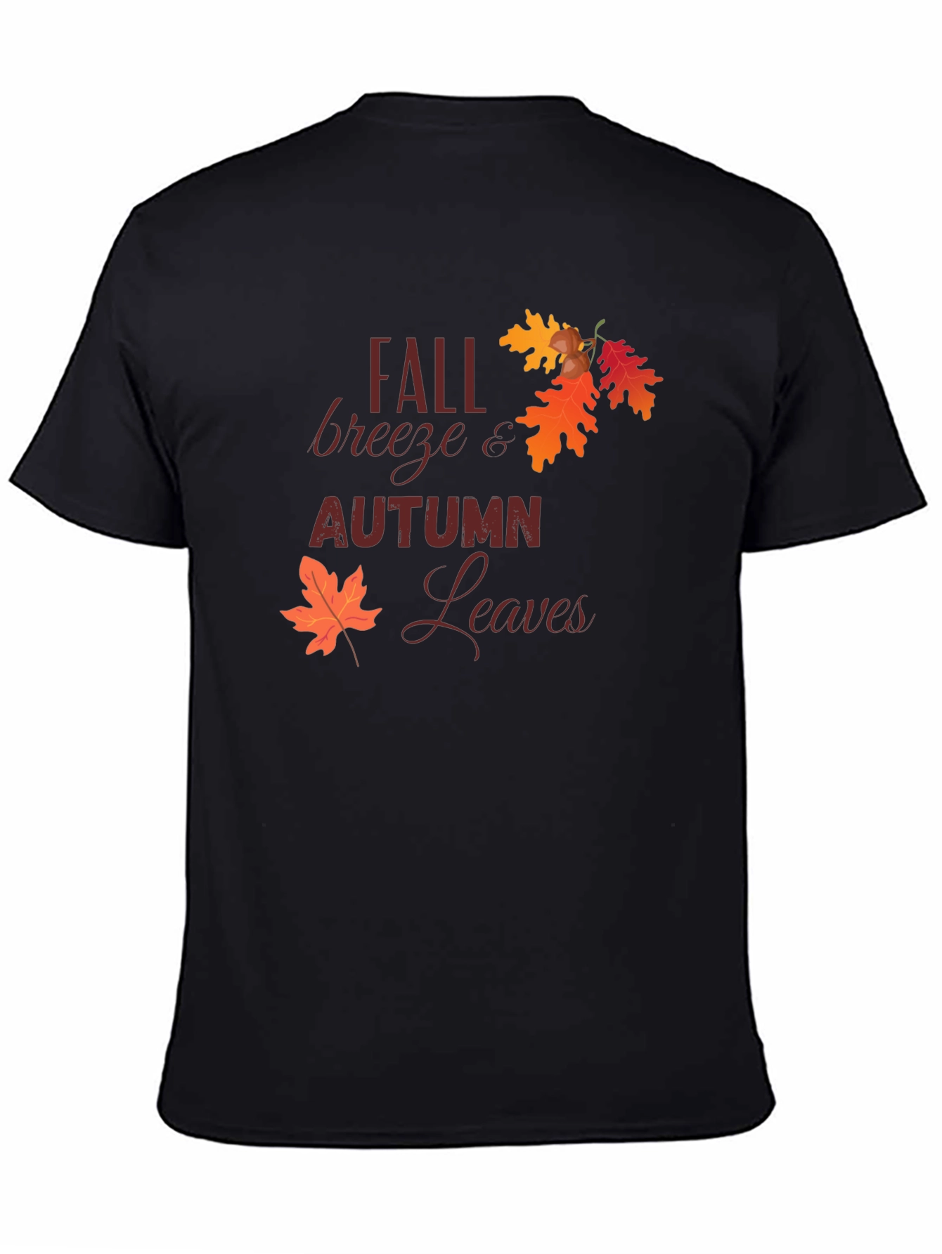 Black Fall Breeze & Autumn Leaves Graphic Tee view 4