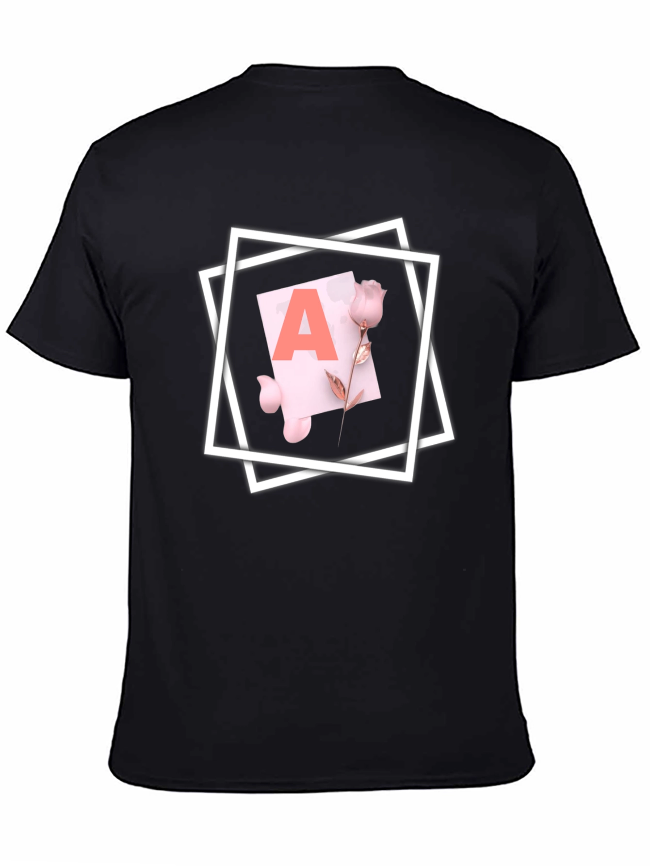 Black Letter A Rose T-Shirt - Stylish Graphic Tee view 4