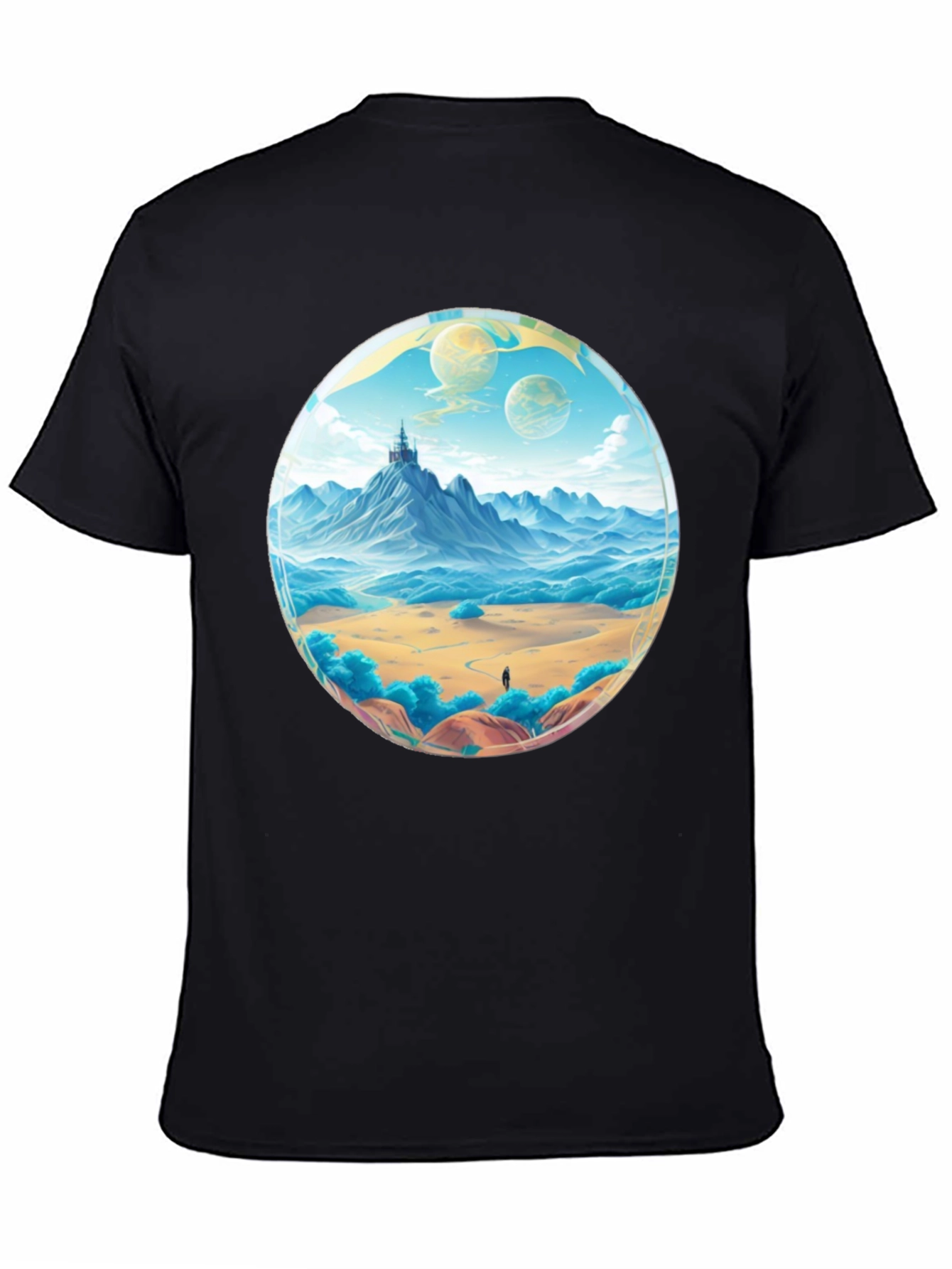Black Fantasy Landscape Graphic Tee - Black view 4