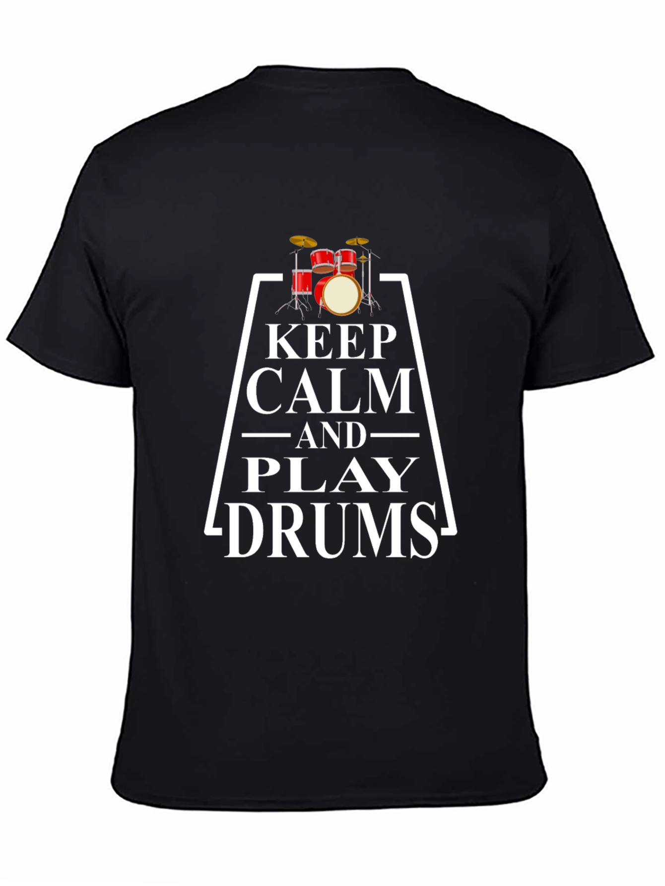 Black Keep Calm and Play Drums Graphic Tee view 4