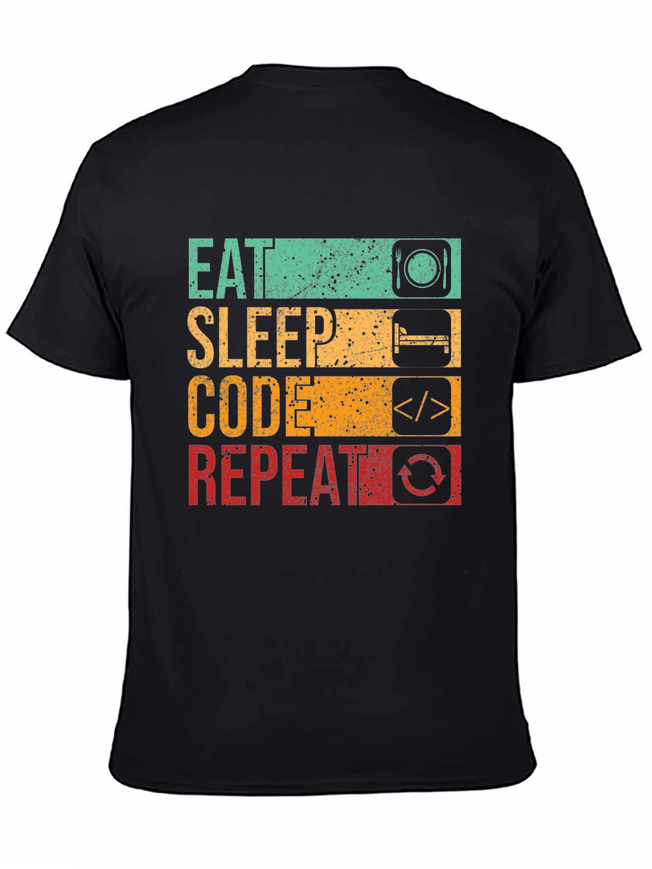 Black Eat Sleep Code Repeat Graphic Tee - Black view 4