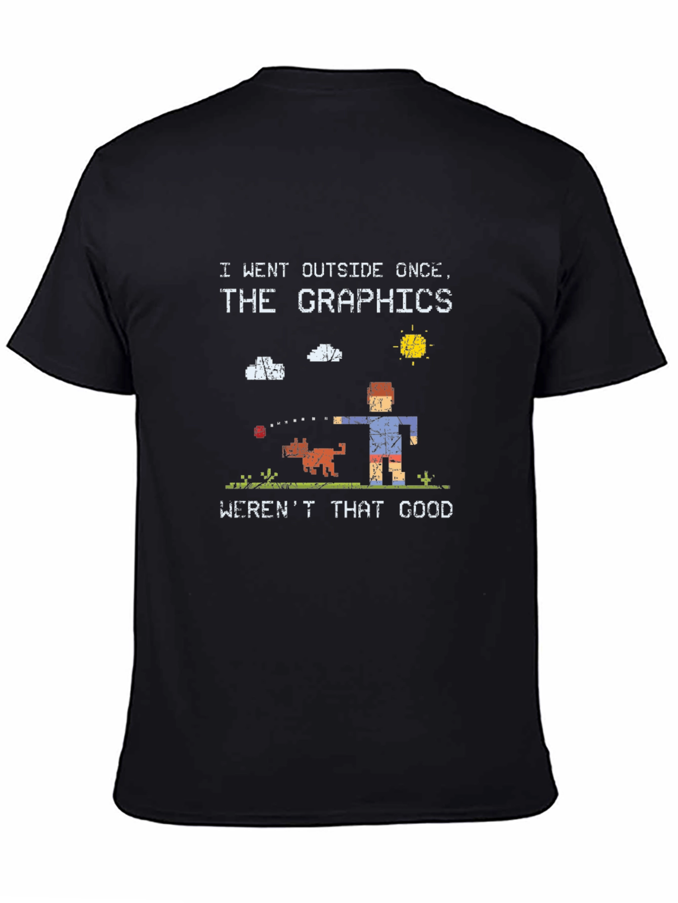 Black Funny Gamer Graphic Tee - "Outside Graphics" Black T-Shirt view 4