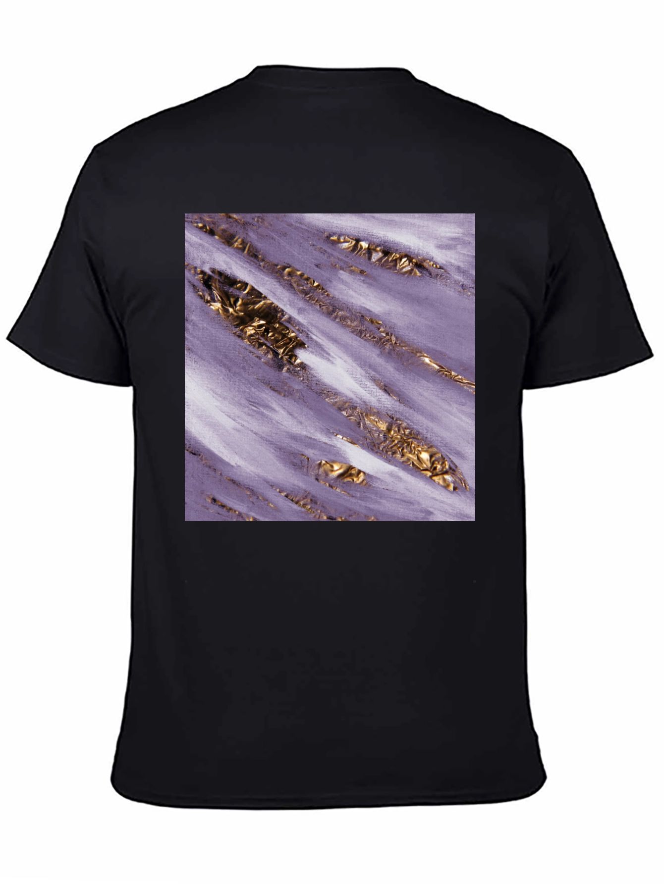 Black Abstract Gold & Purple Graphic Tee view 4