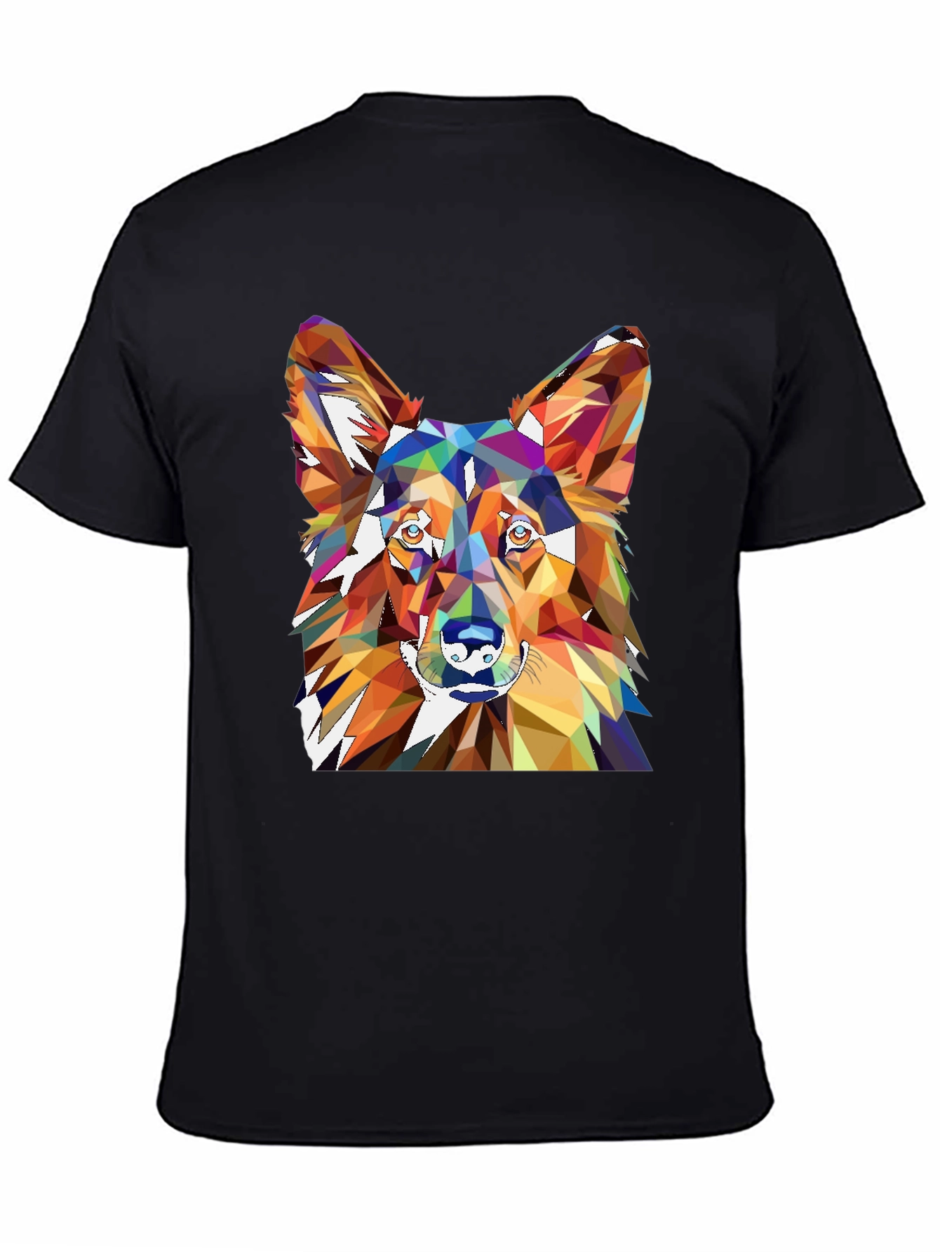 Black Geometric Dog Graphic Tee - Men's Black Short Sleeve view 4