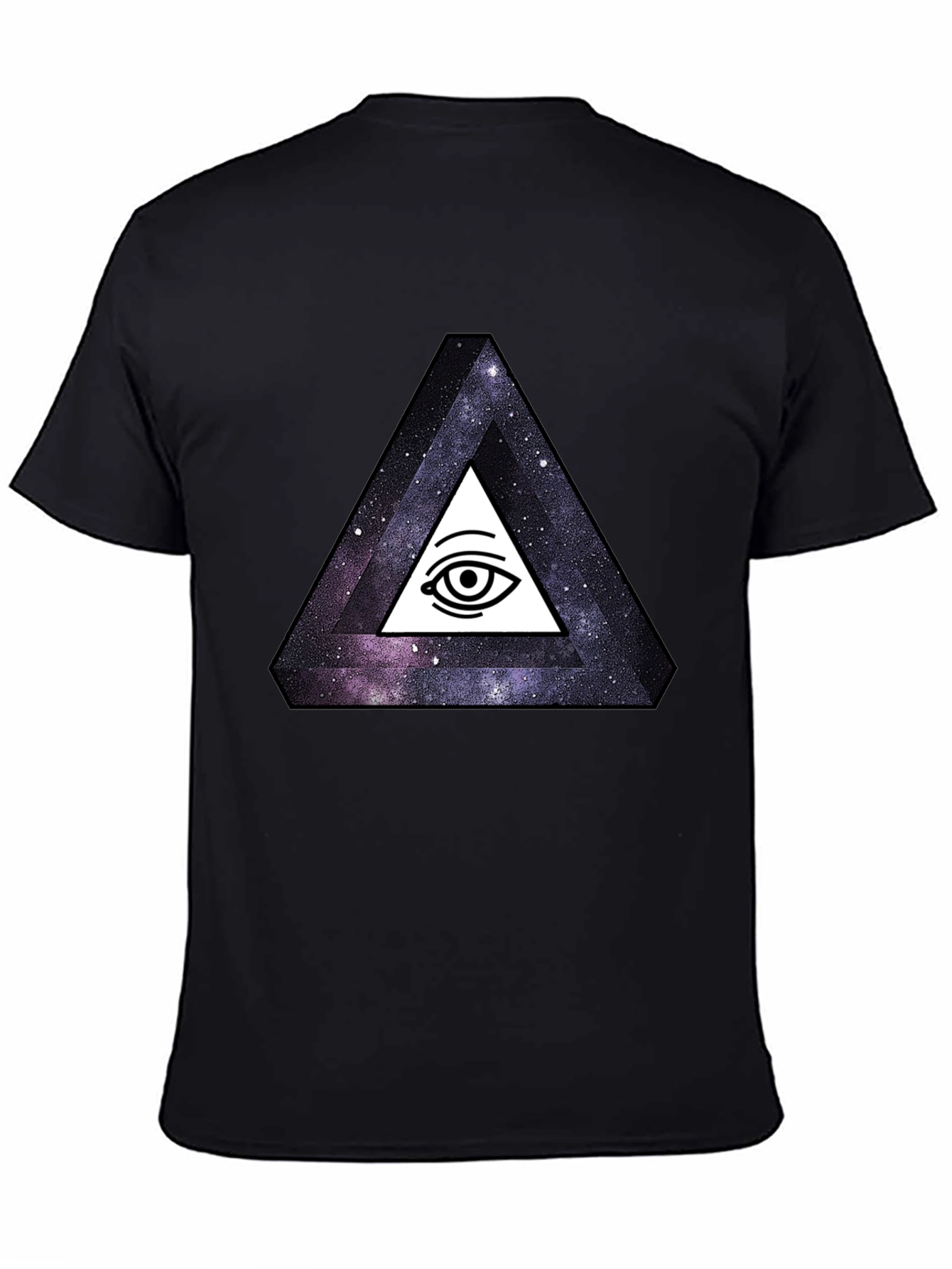 Black Illuminati Galaxy Triangle Black T-Shirt view 4