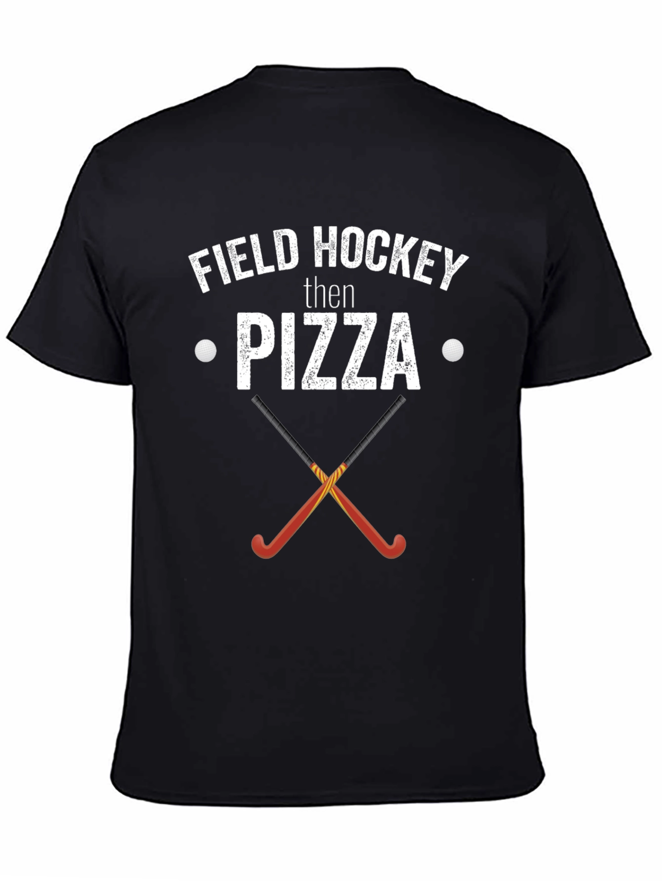 Black Field Hockey Then Pizza T-Shirt view 4