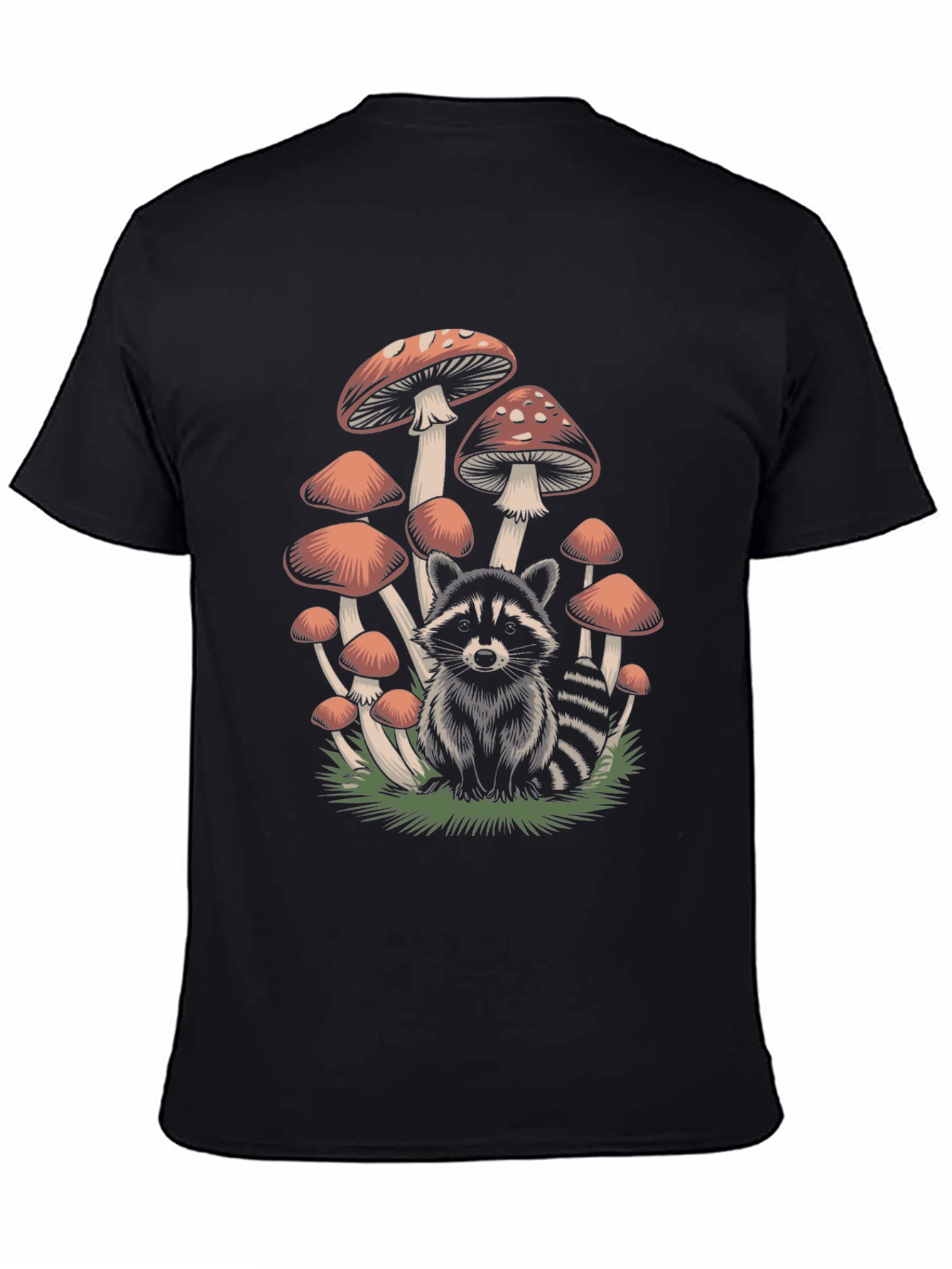 Black Raccoon & Mushroom Graphic Tee view 4