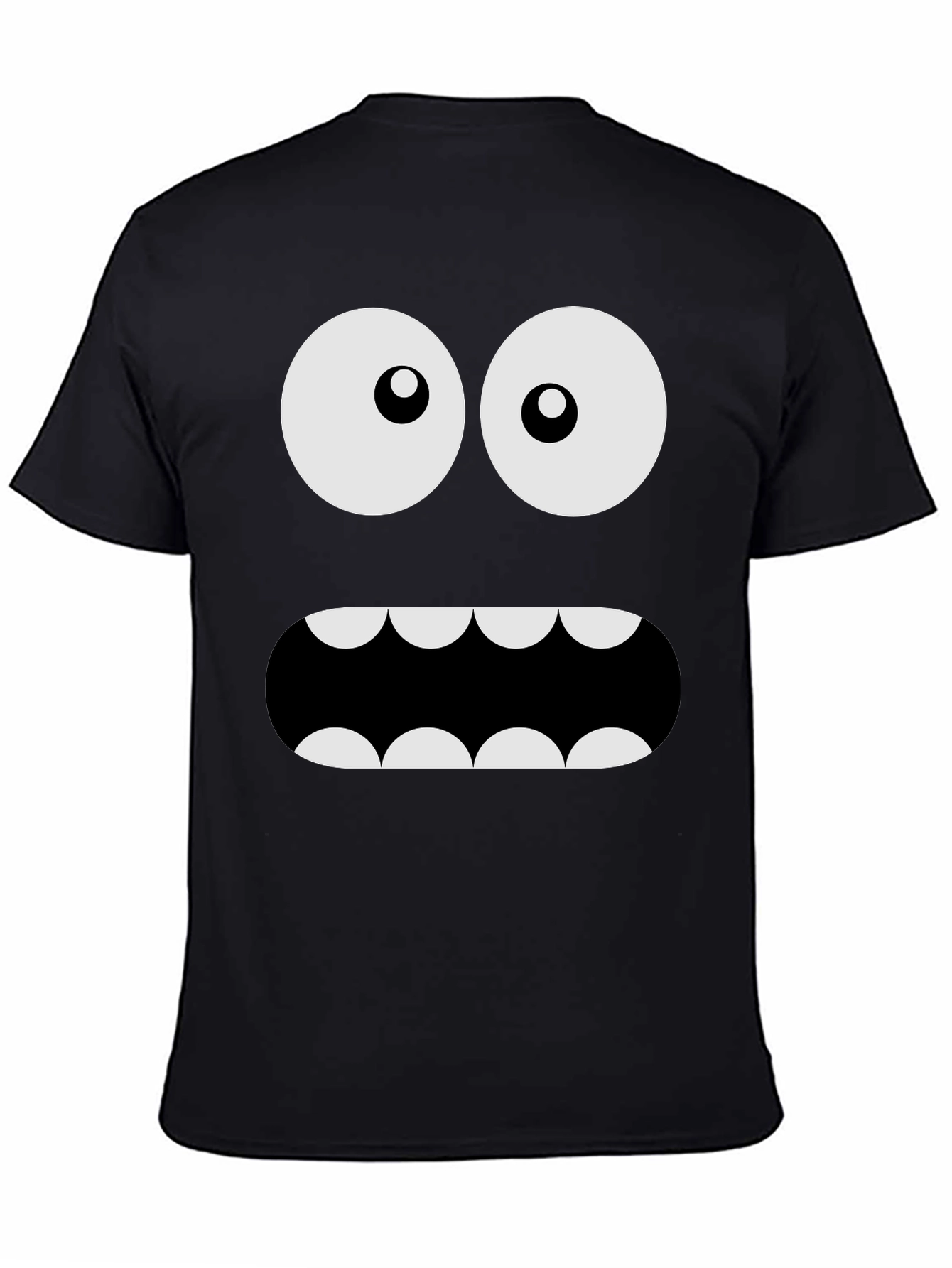Black Funny Monster Face Graphic Tee - Black Crew Neck T-Shirt view 4