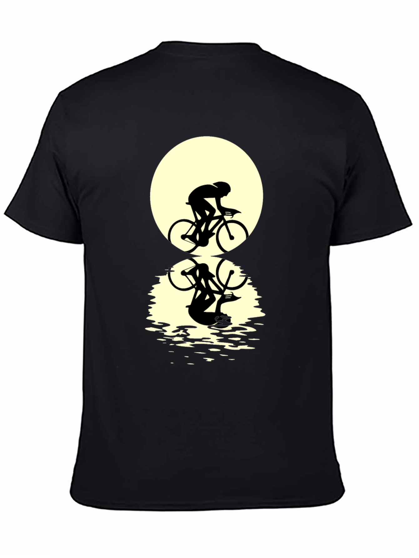 Black Cyclist Silhouette Graphic Tee - Black view 4