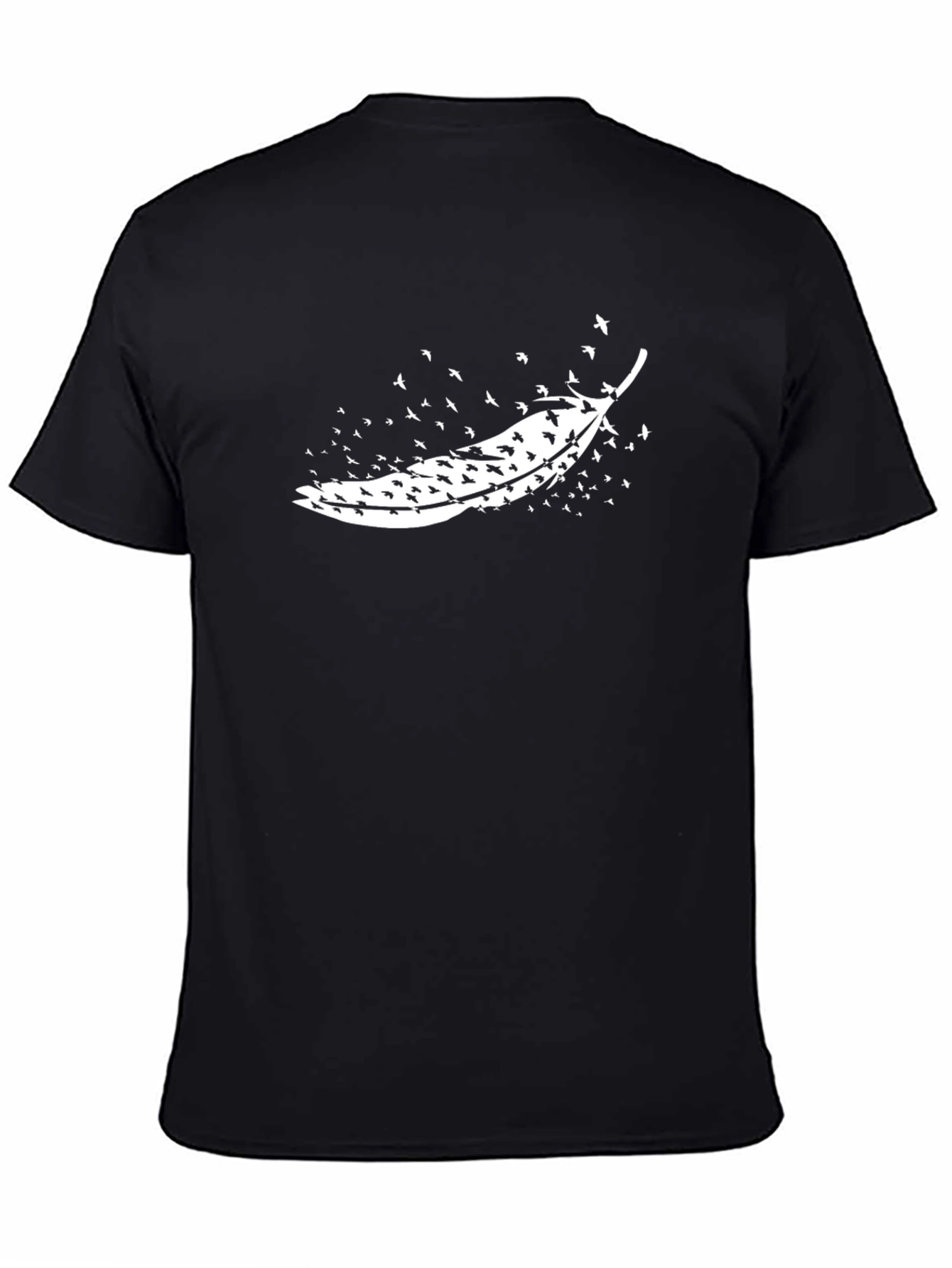 Black Feather Birds Graphic T-Shirt - Black view 4