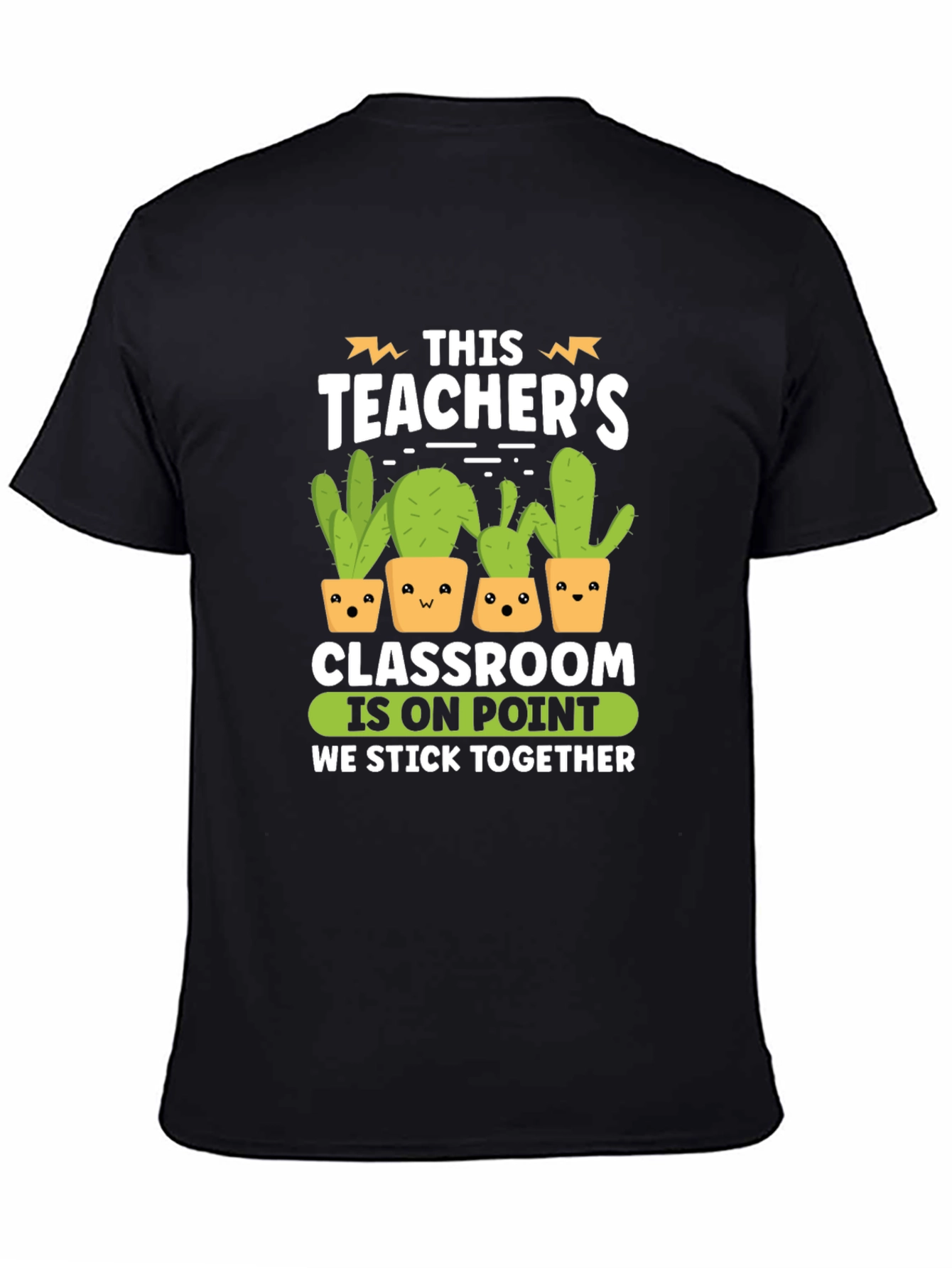 Black Funny Teacher Cactus Graphic T-Shirt view 4