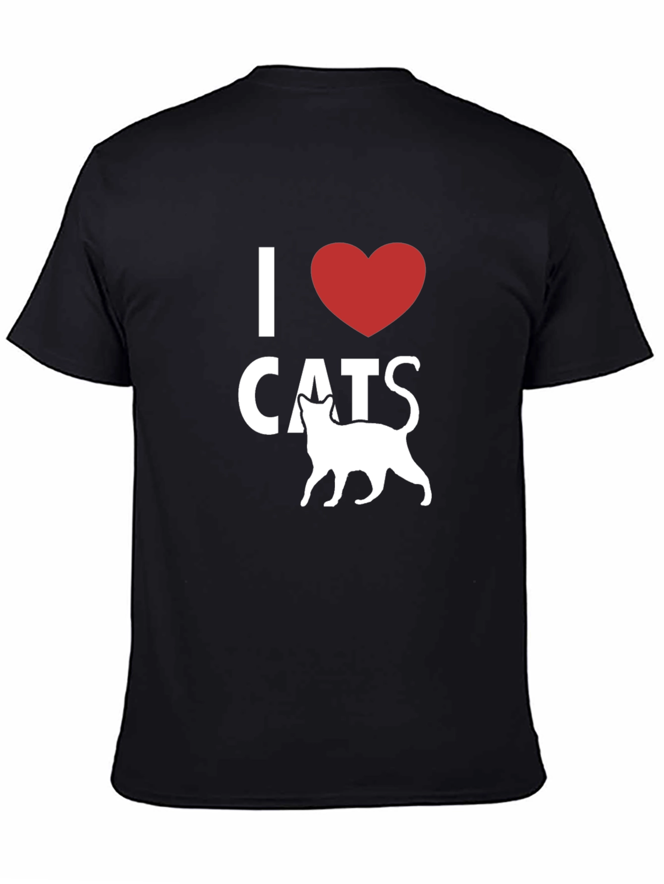 Black I Heart Cats T-Shirt - Black, Stylish, Casual Wear view 4