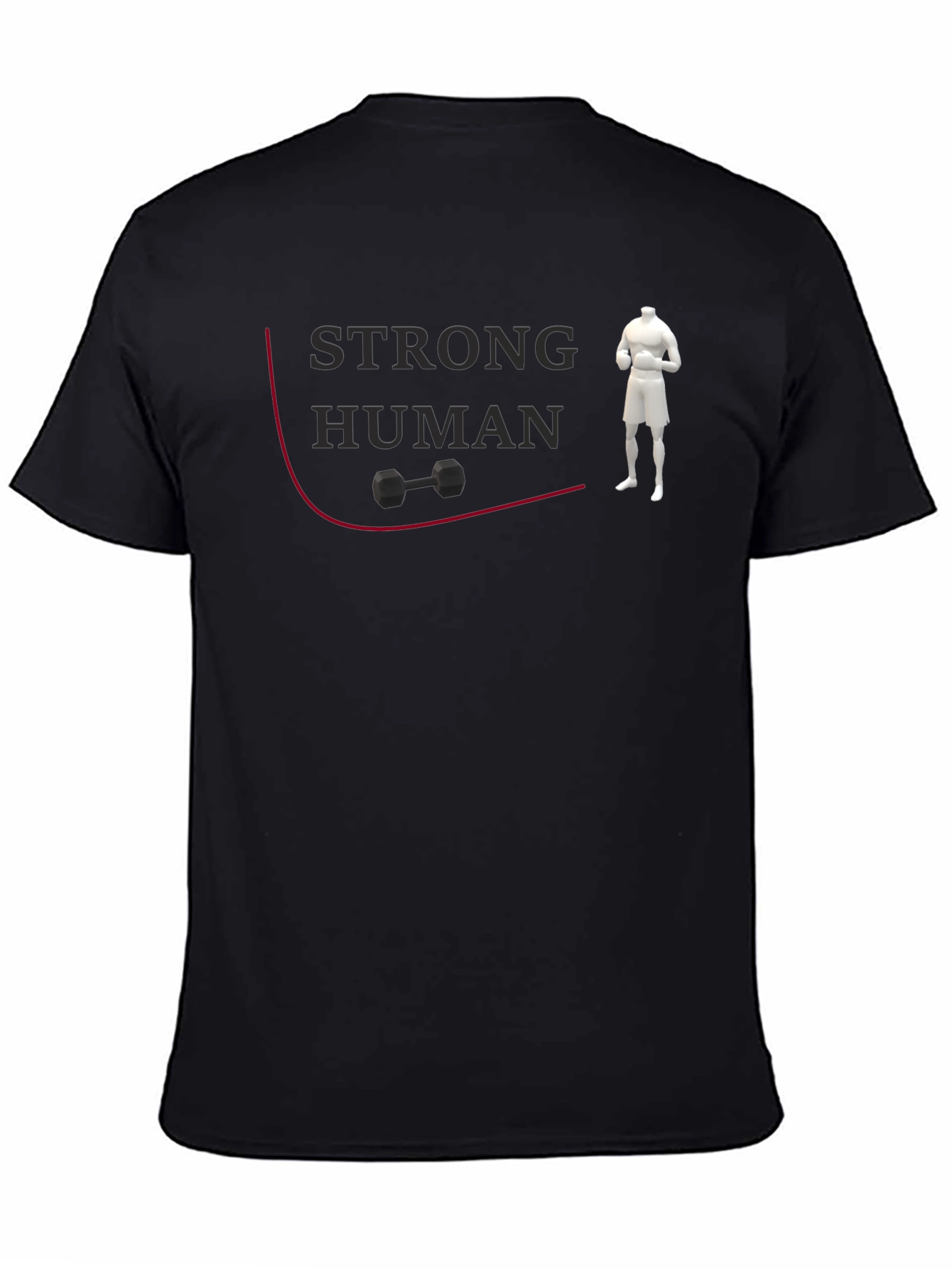 Black Strong Human Graphic Tee - Gym & Fitness Apparel view 4