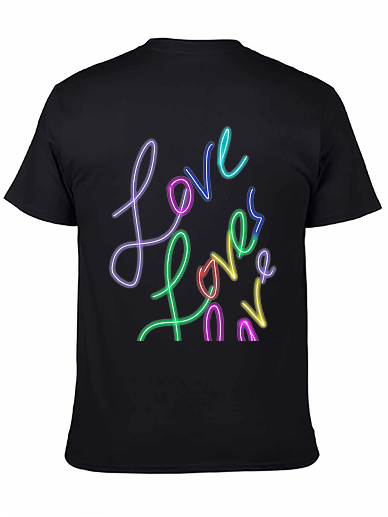 Black Love Neon Style Graphic T-Shirt - Black view 4
