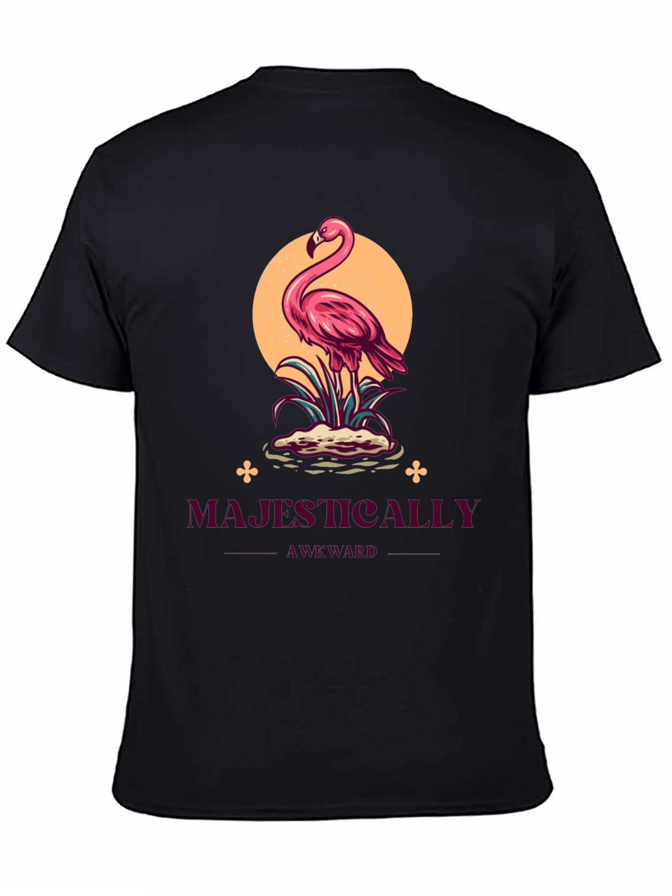 Black Majestically Awkward Flamingo Graphic Tee view 4